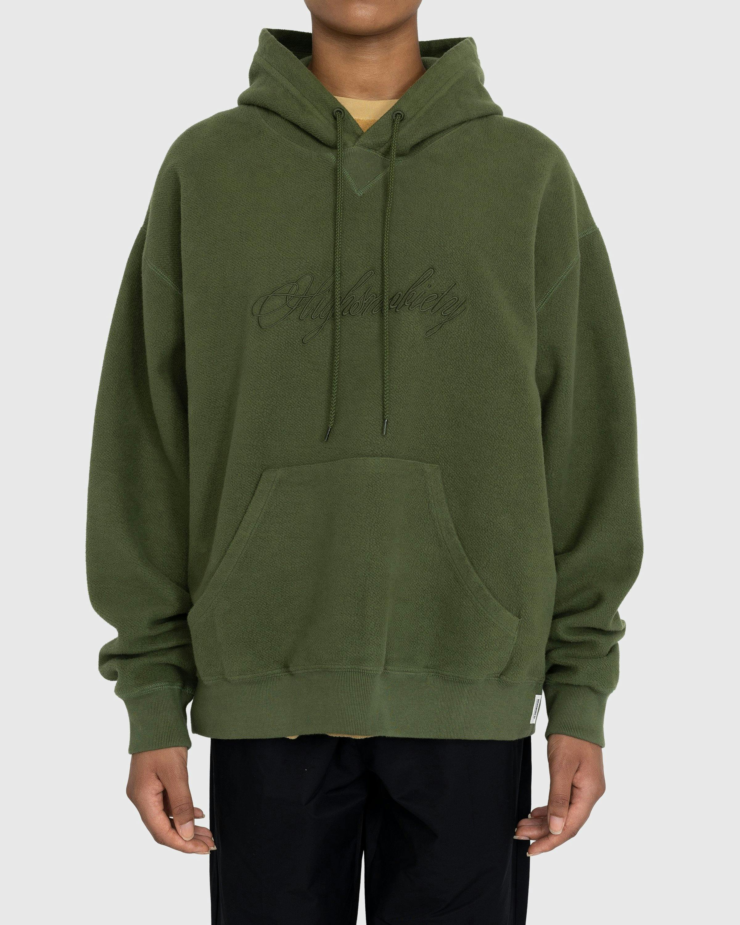 Highsnobiety - Script Logo Reverse Fleece Hoodie Green - Clothing - Green - Image 2