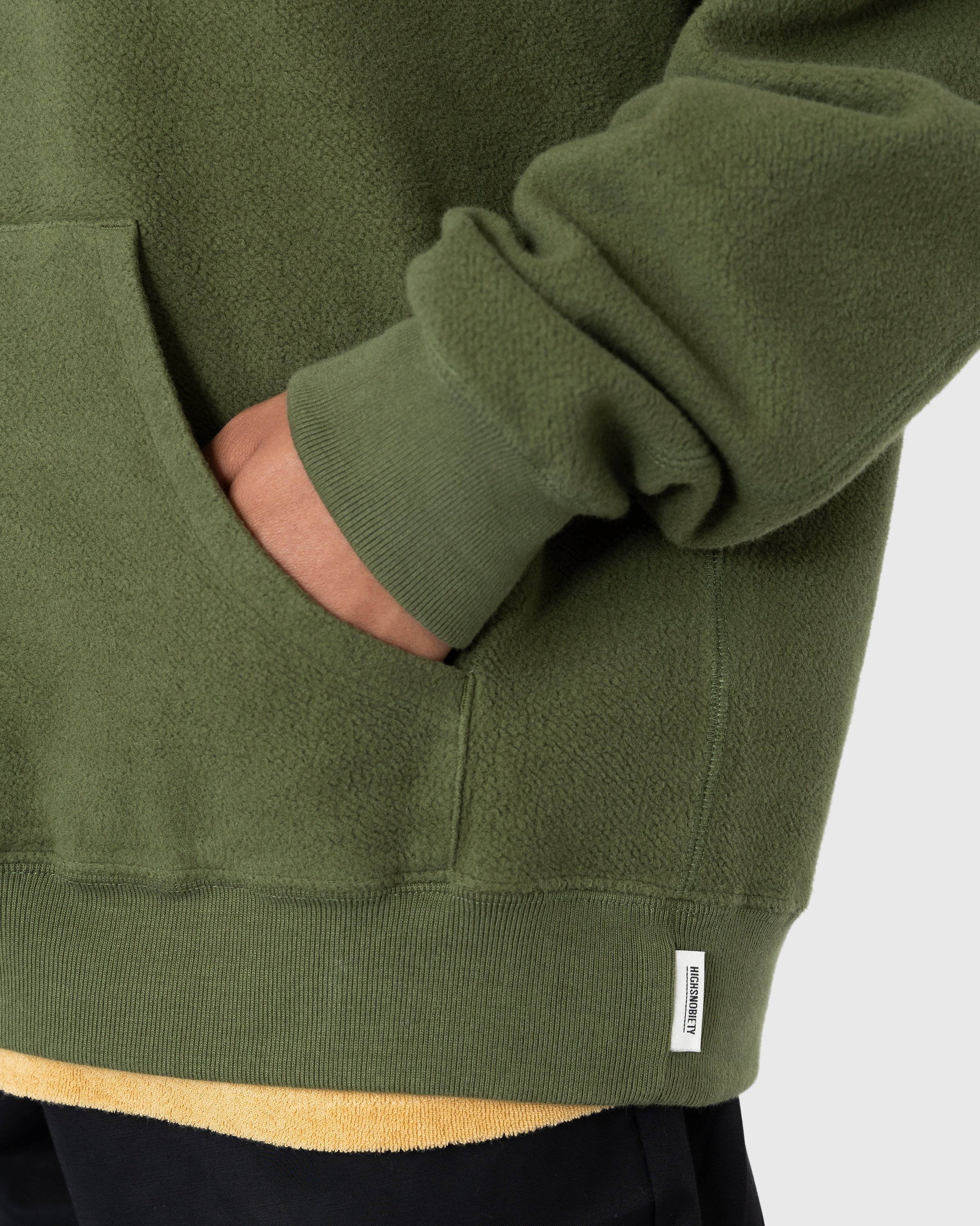 Highsnobiety - Script Logo Reverse Fleece Hoodie Green - Clothing - Green - Image 7