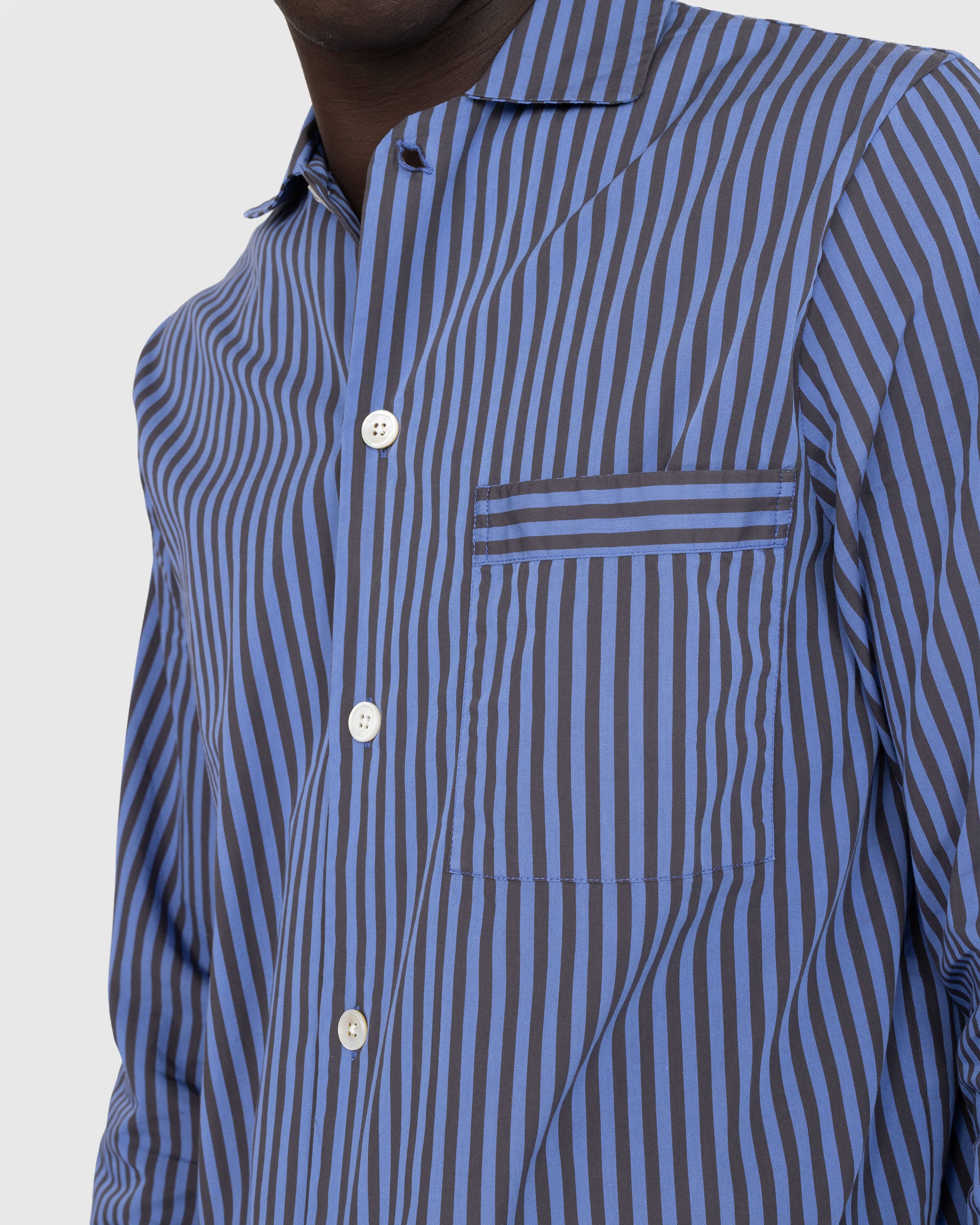 Tekla - Cotton Poplin Pyjamas Shirt Verneuil Stripes - Clothing - Blue - Image 5