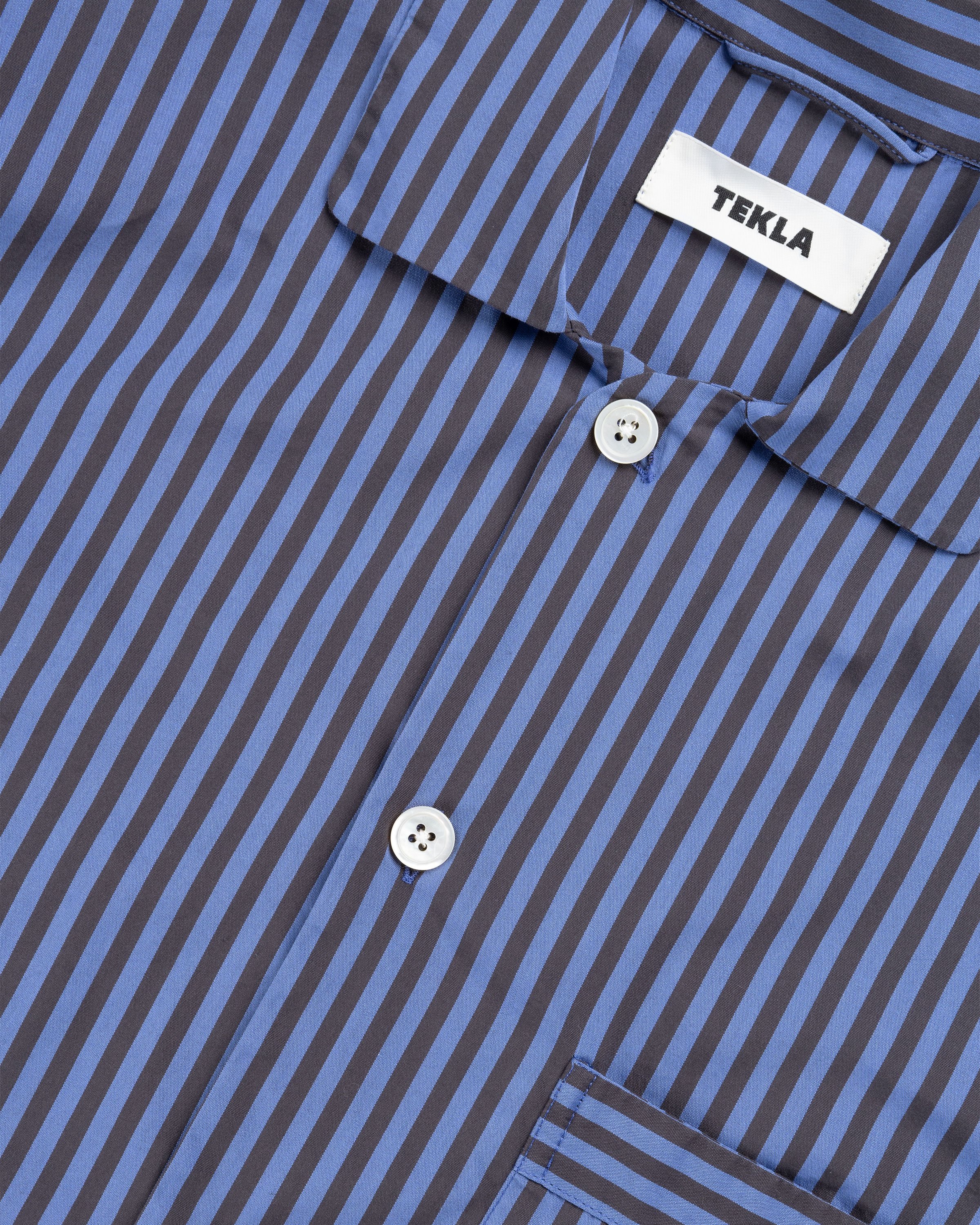 Tekla - Cotton Poplin Pyjamas Shirt Verneuil Stripes - Clothing - Blue - Image 6