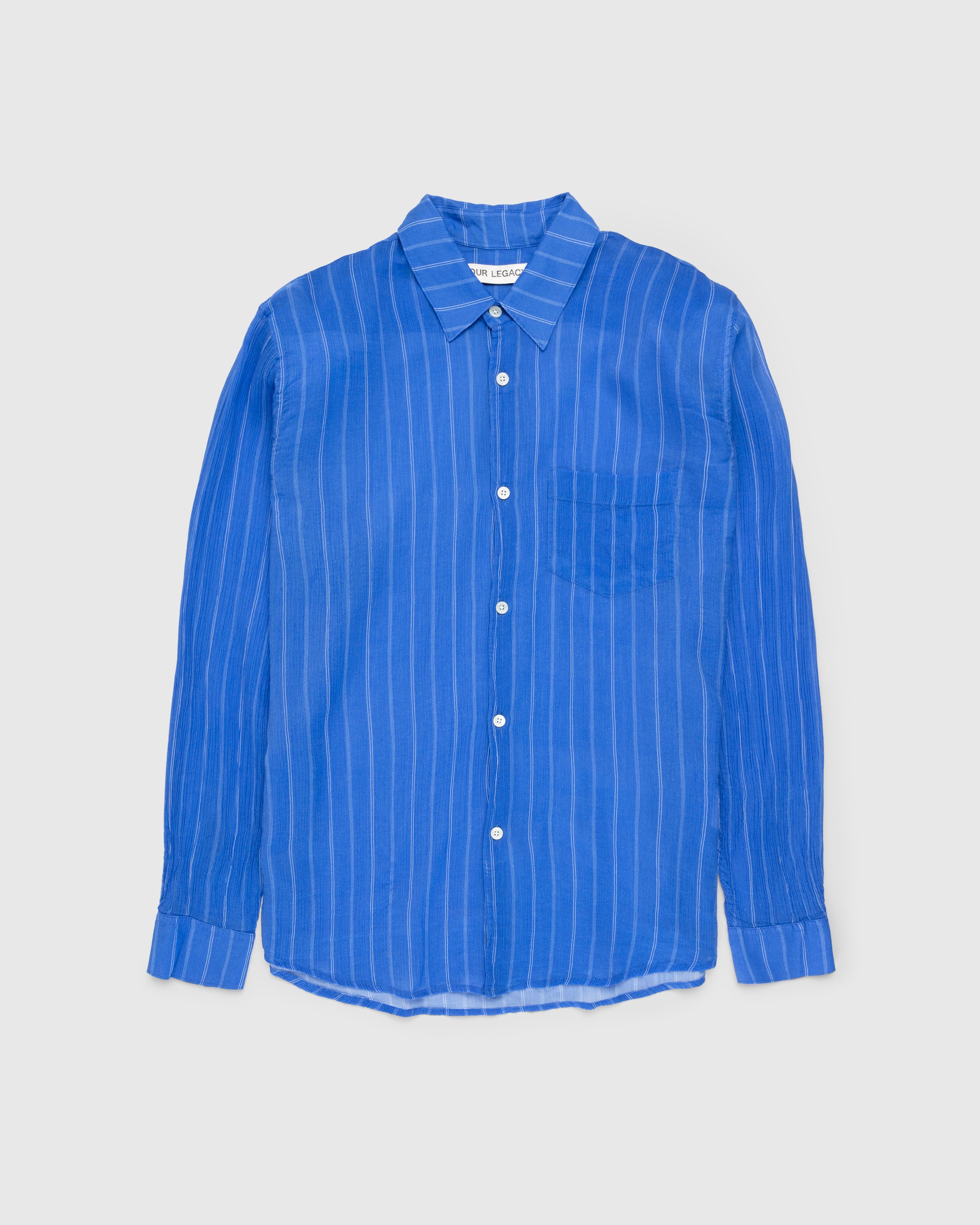 Our Legacy - Initial Shirt Blue Rayon Plait Stripe - Clothing - Blue - Image 1
