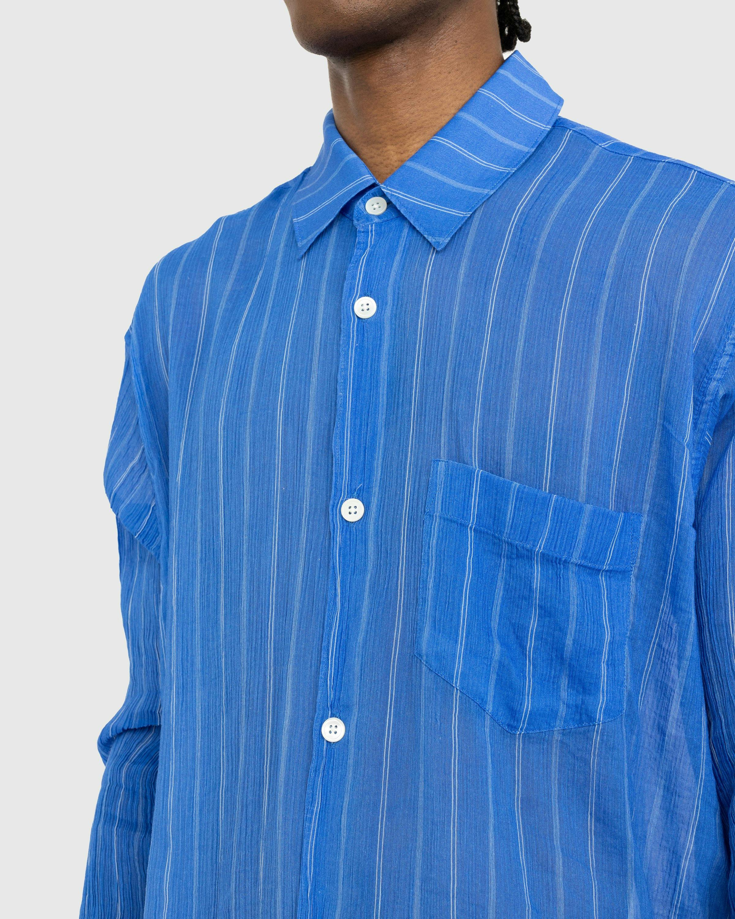 Our Legacy - Initial Shirt Blue Rayon Plait Stripe - Clothing - Blue - Image 4