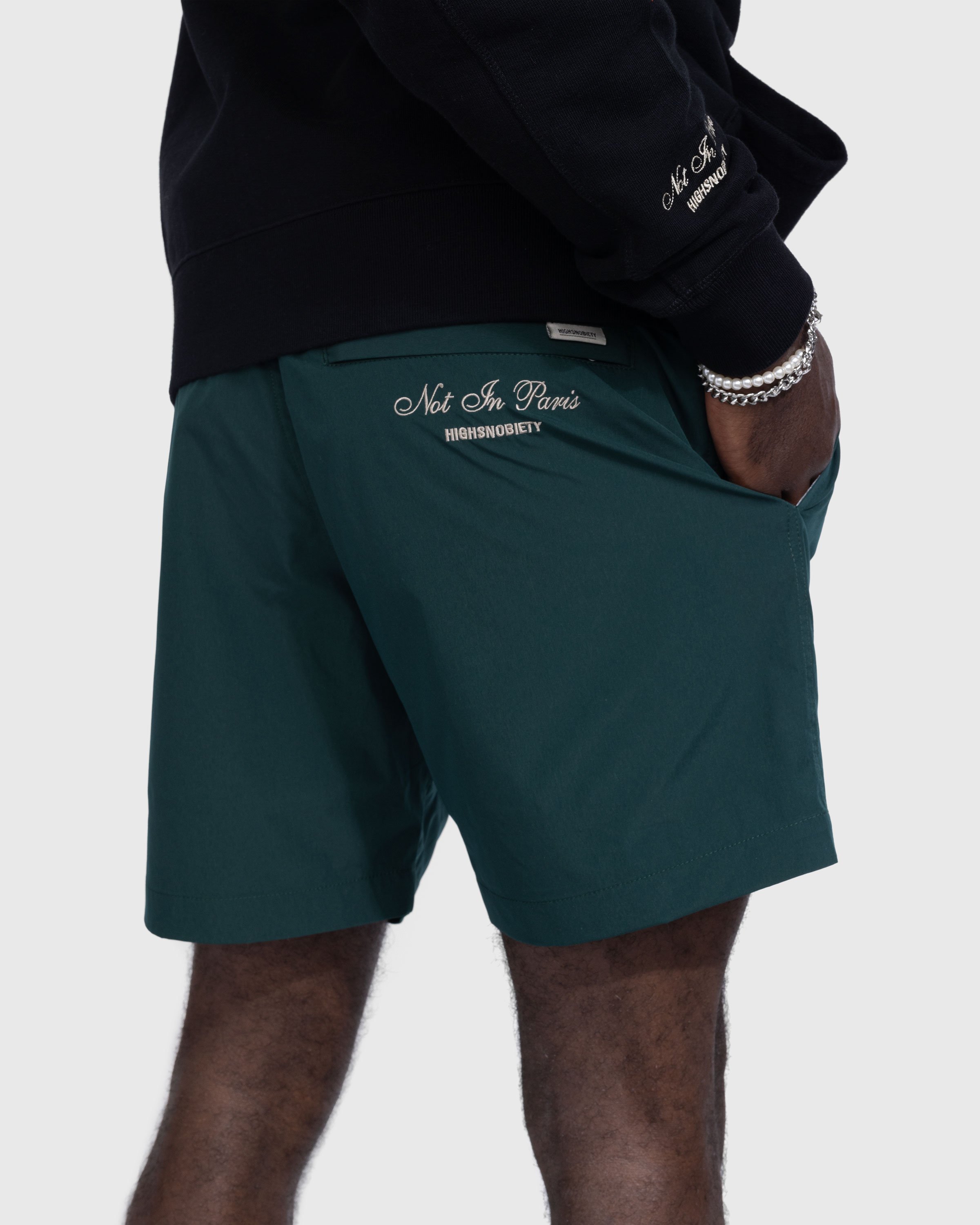 Highsnobiety - Not in Paris 5 Nylon Shorts - Clothing - Green - Image 4
