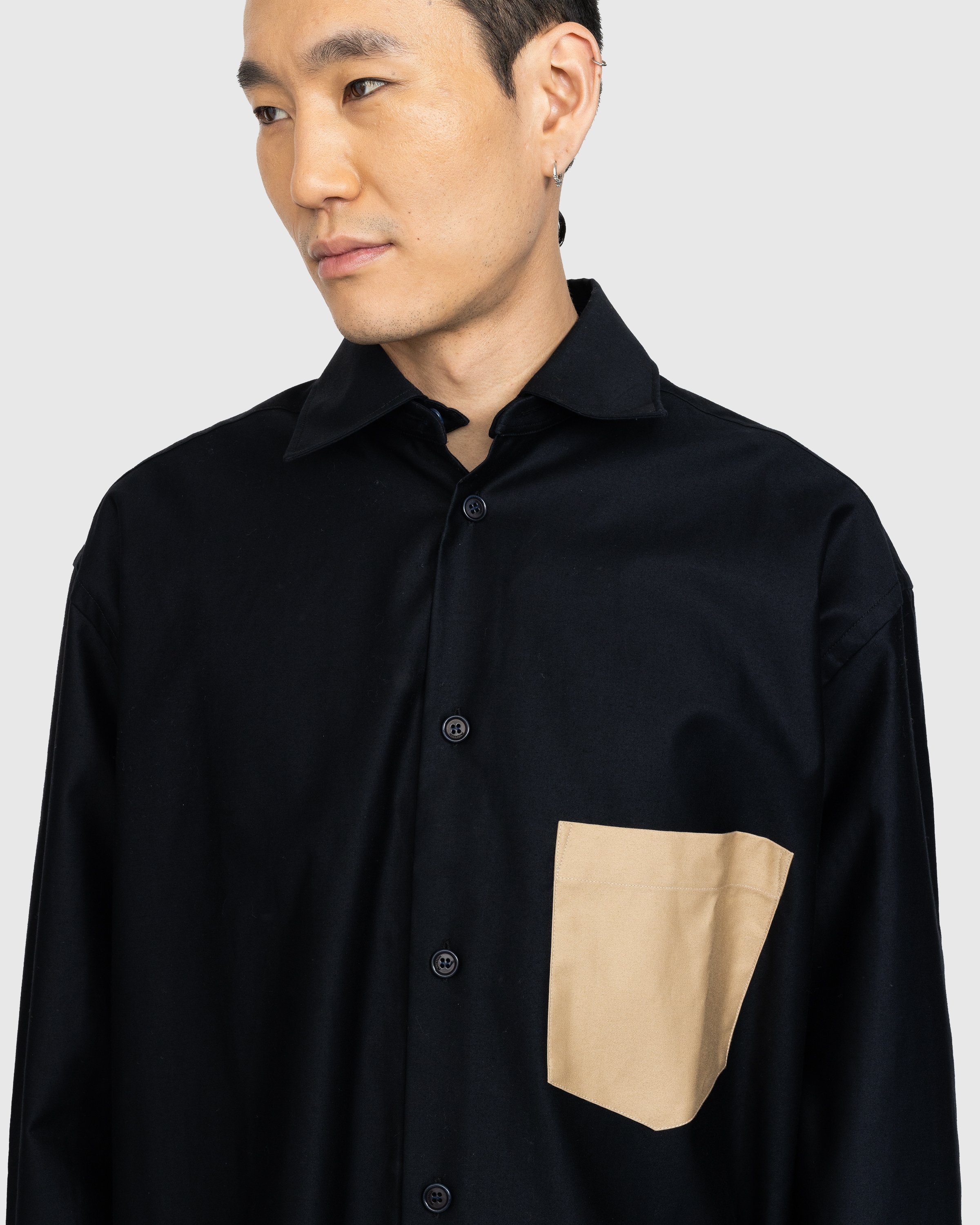 J.W. Anderson - Contrast Patch Pocket Oversized Shirt Navy Blue - Clothing - Blue - Image 4