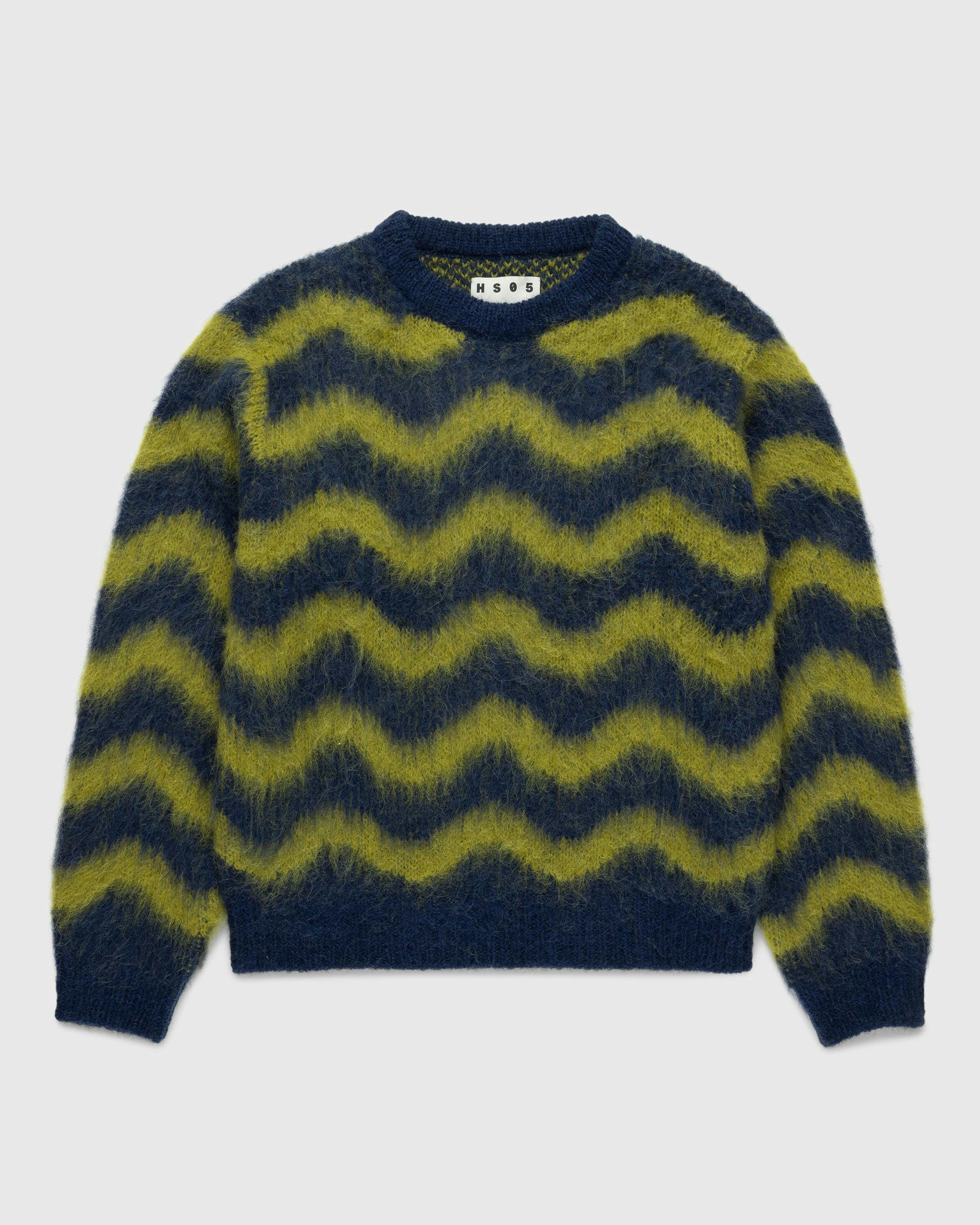 Highsnobiety HS05 - Alpaca Fuzzy Wave Sweater Navy/Olive green - Clothing - Multi - Image 1