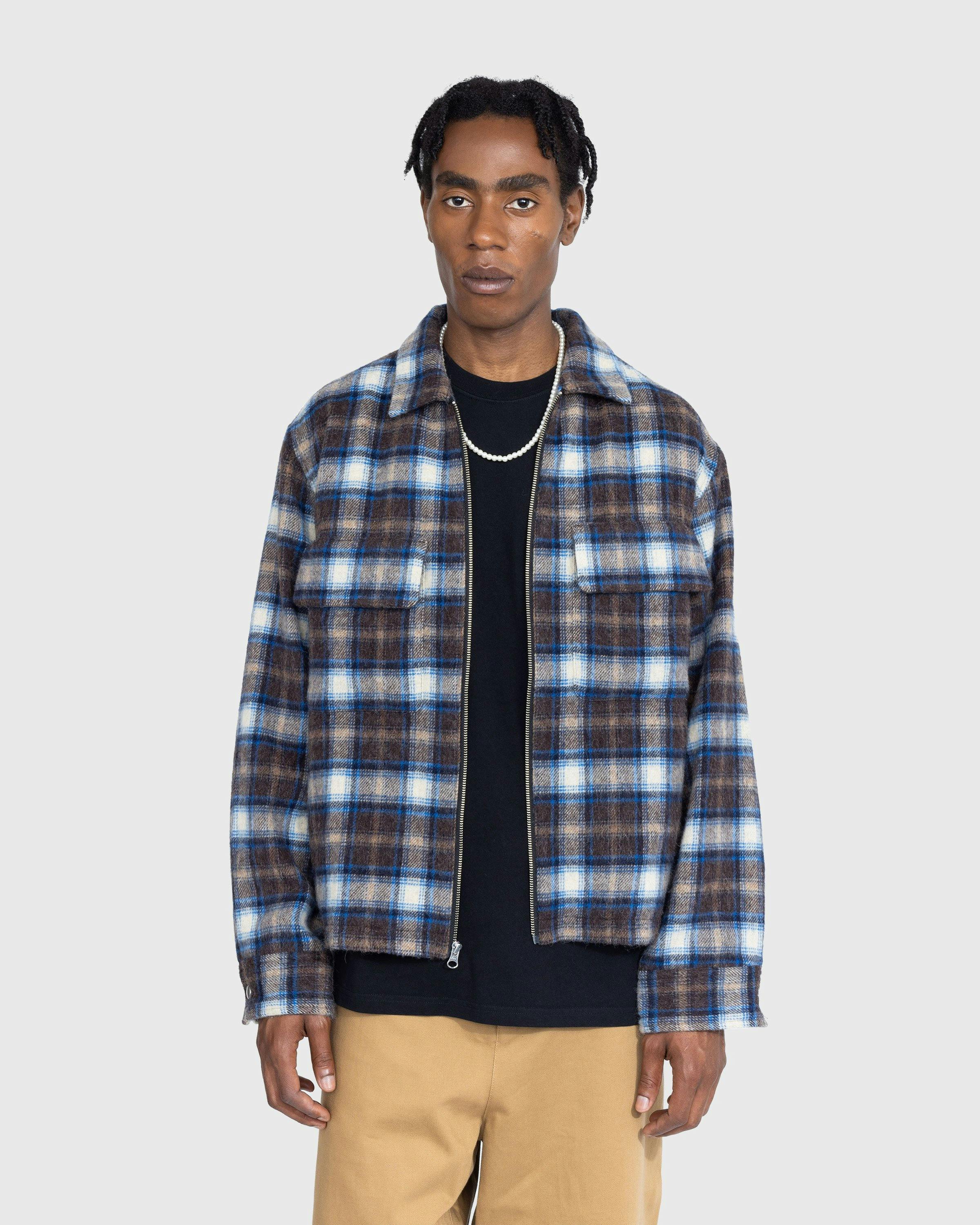 Highsnobiety - Neu York Shaggy Wool Plaid Zip Shirt Brown - Clothing - Brown - Image 3