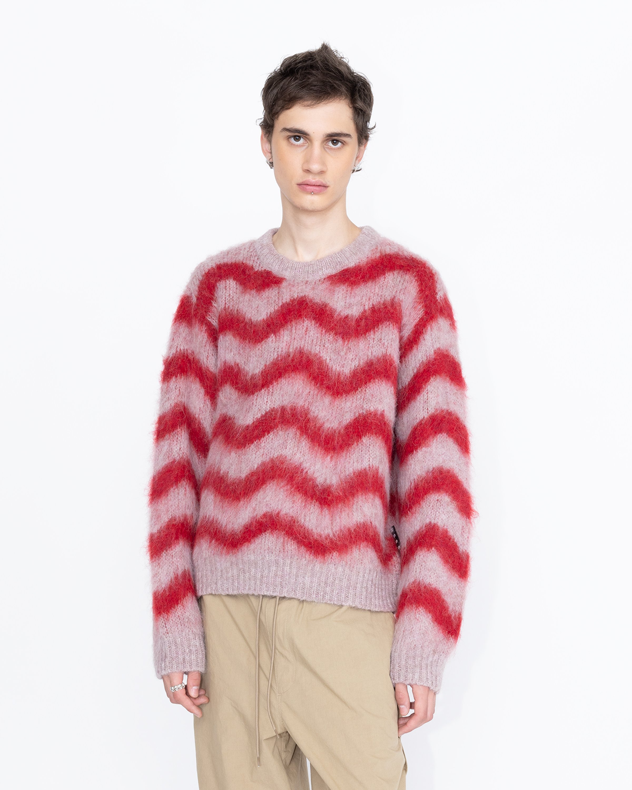 Highsnobiety HS05 - Alpaca Fuzzy Wave Sweater Pale Rose/Red - Clothing - Multi - Image 3