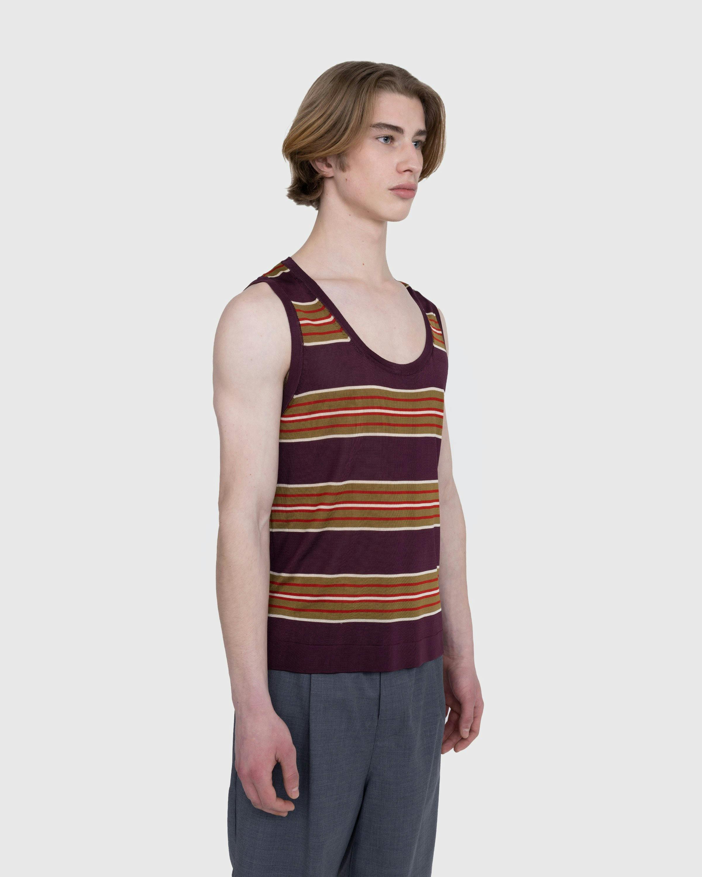 Dries van Noten - Milenco Striped Tank Top Burgundy - Clothing - Red - Image 4