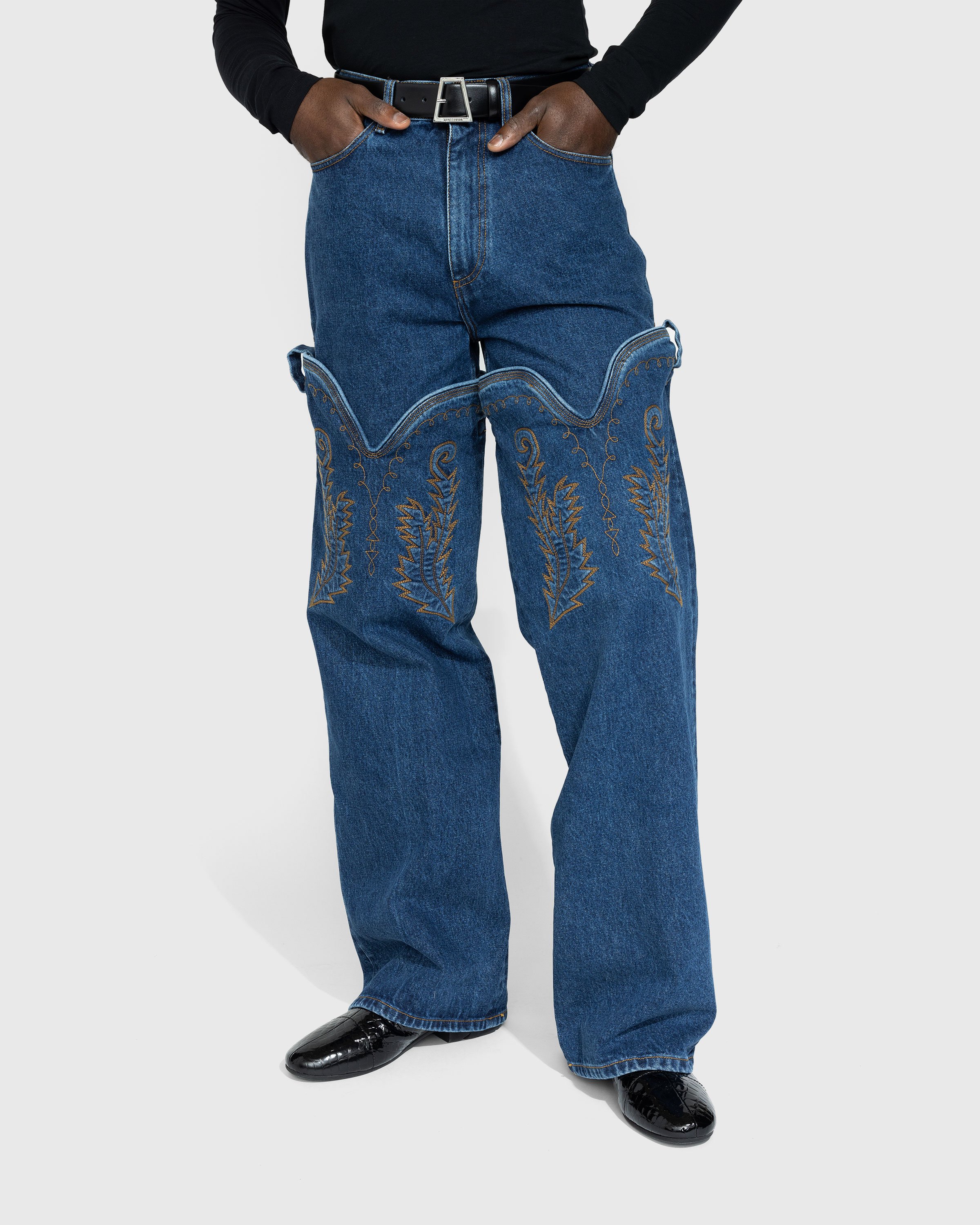 Y/Project - Classic Maxi Cowboy Cuff Jeans Navy - Clothing - Blue - Image 3
