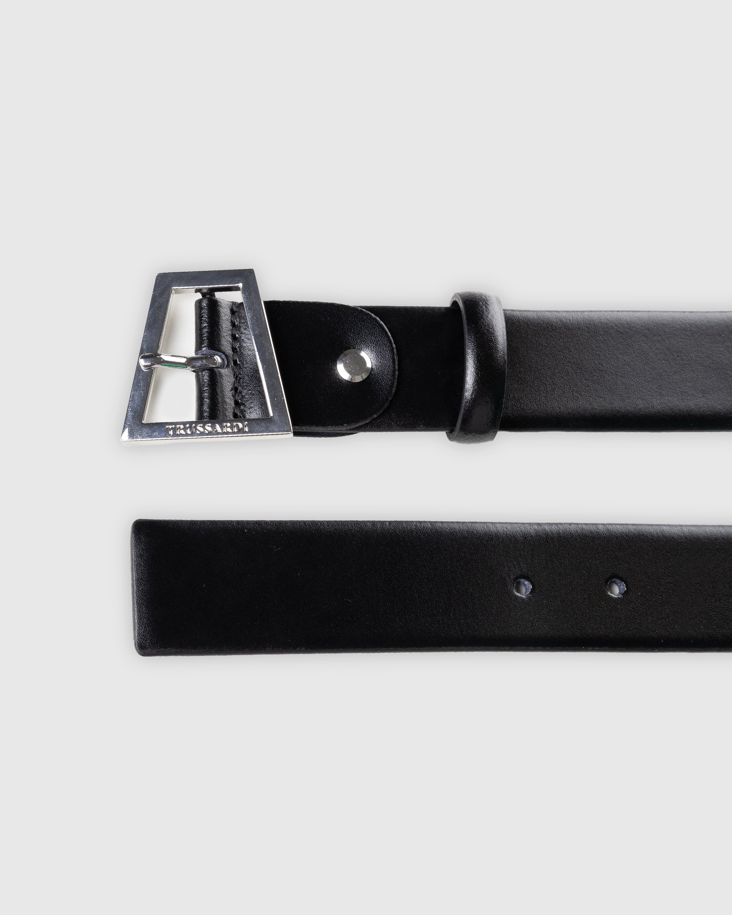 Trussardi - Squared Silver Buckle Calf Leather Belt Black - Accessories - Black - Image 3