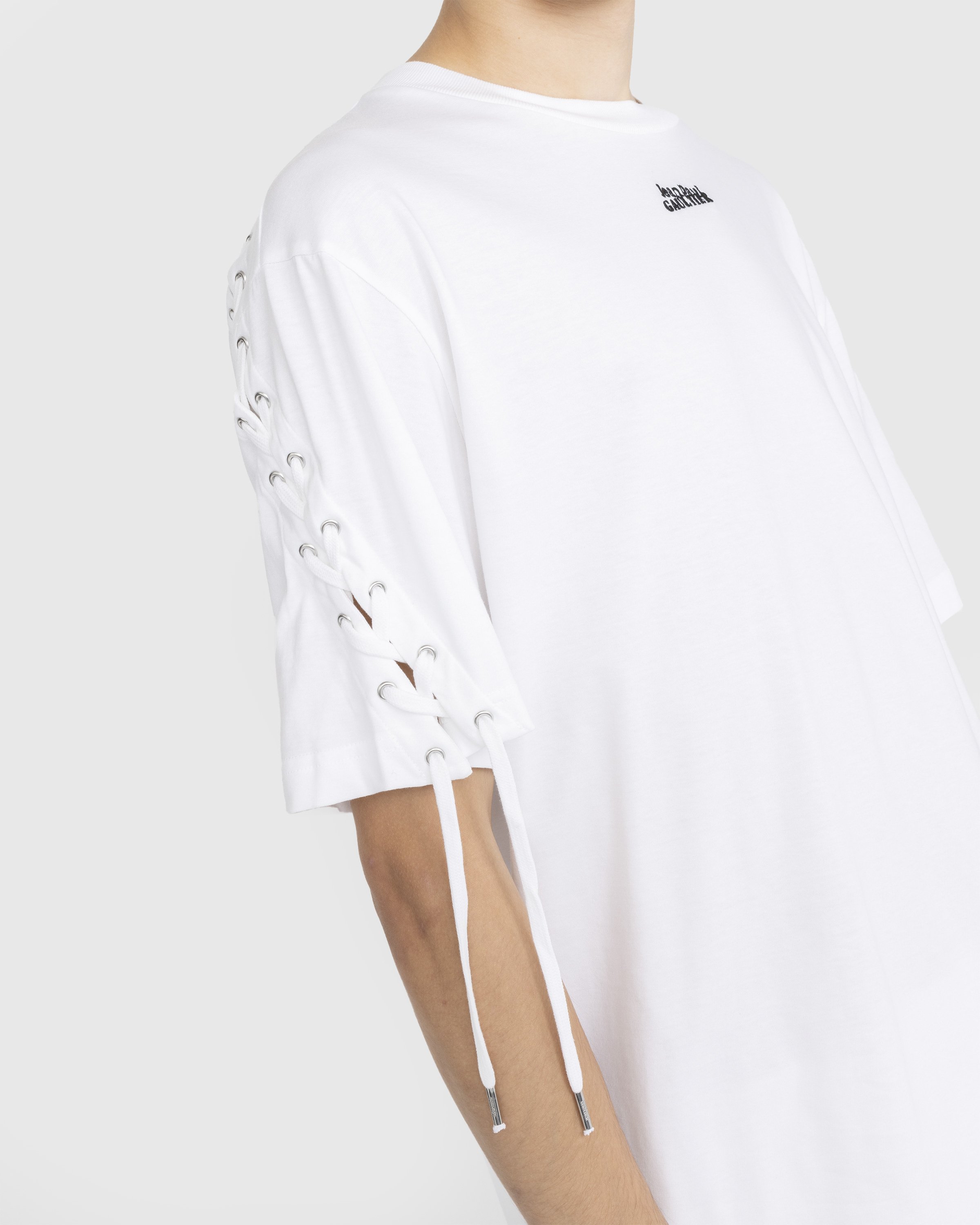 Jean Paul Gaultier - Oversize Laced T-Shirt White - Clothing - White - Image 4
