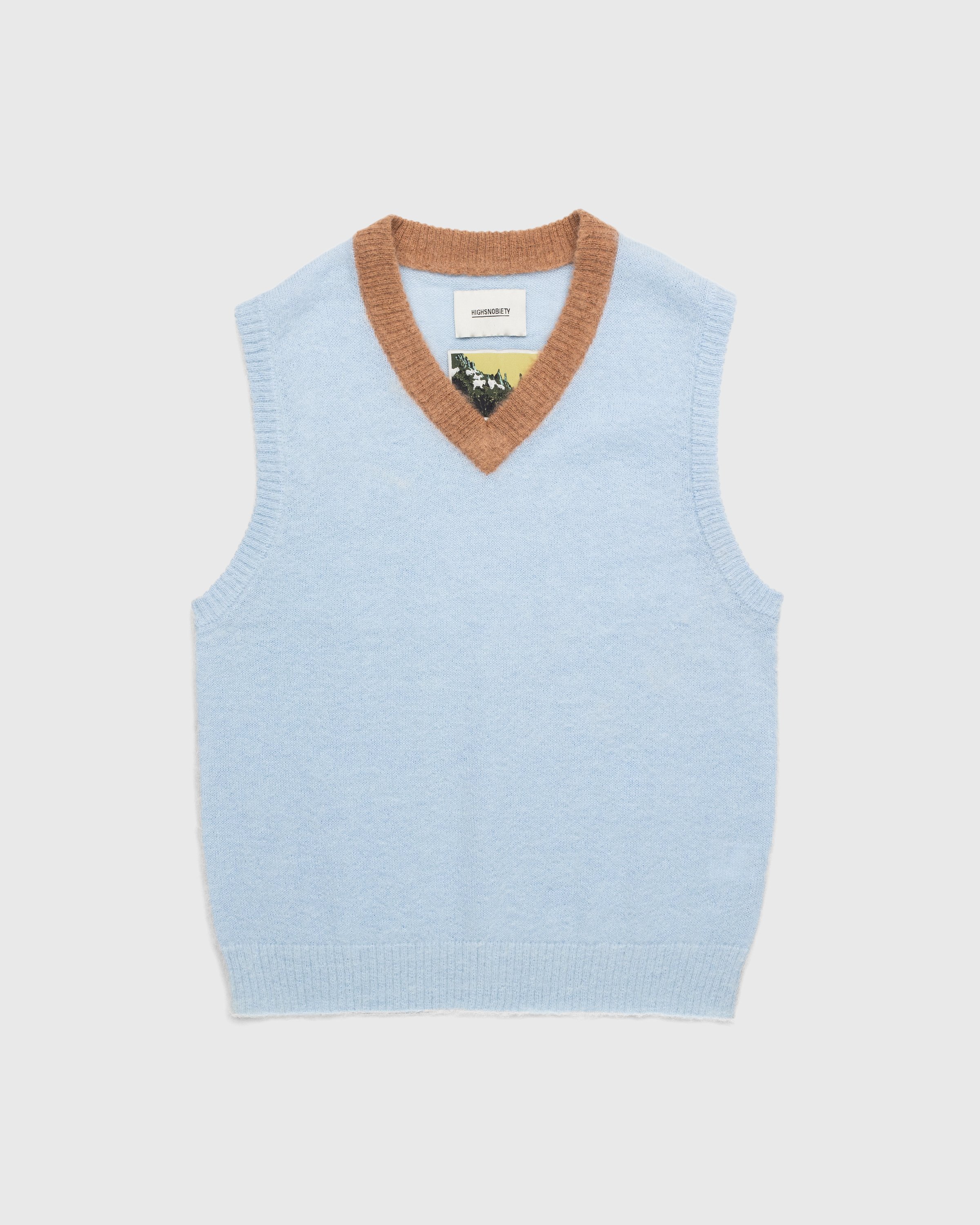 Highsnobiety - Light Alpaca Sweater Vest Light Blue/Brown - Clothing - Blue - Image 1