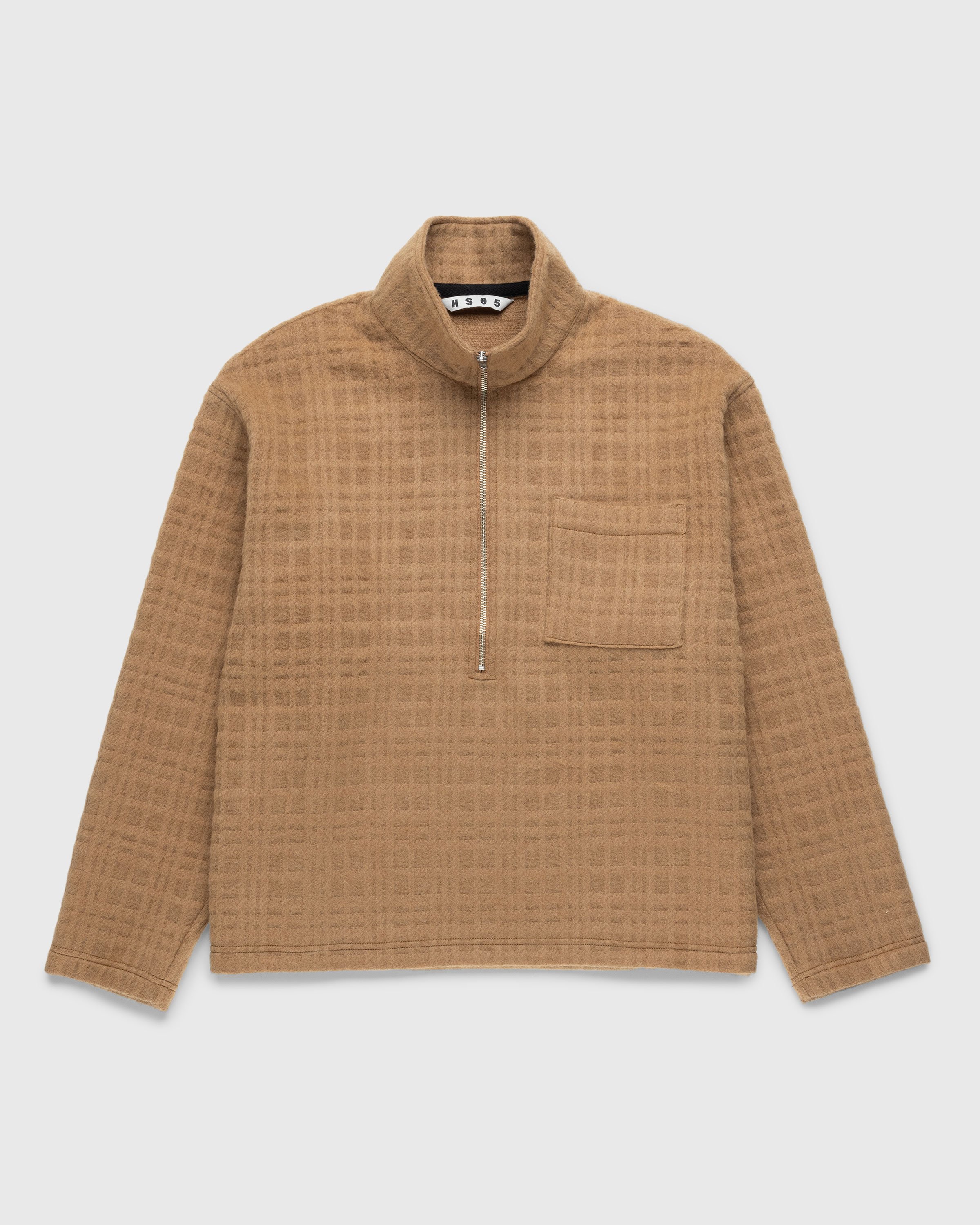 Highsnobiety HS05 - Recycle Wool Blend Fleece Quarter Zip Brown - Clothing - Brown - Image 1