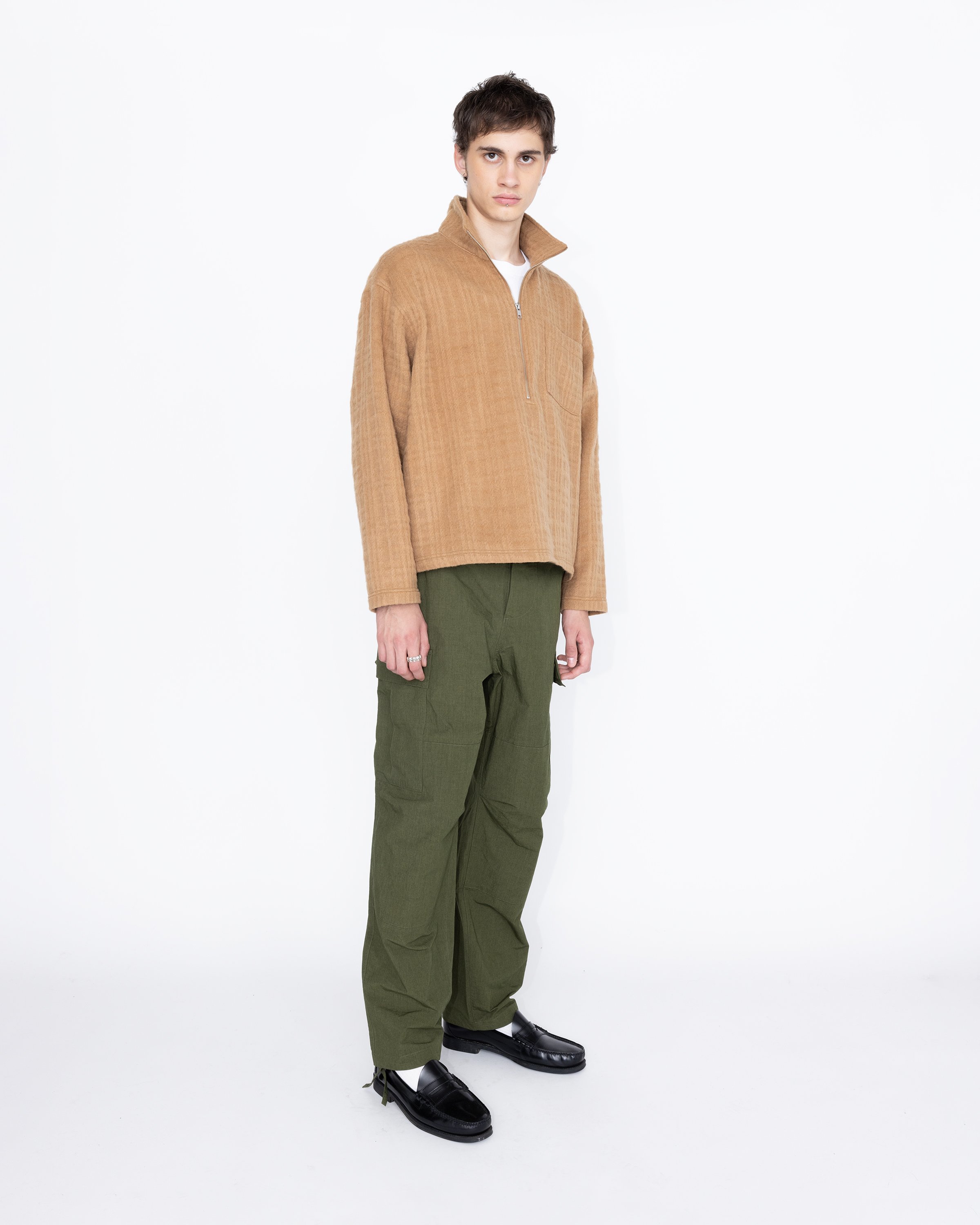 Highsnobiety HS05 - Recycle Wool Blend Fleece Quarter Zip Brown - Clothing - Brown - Image 4