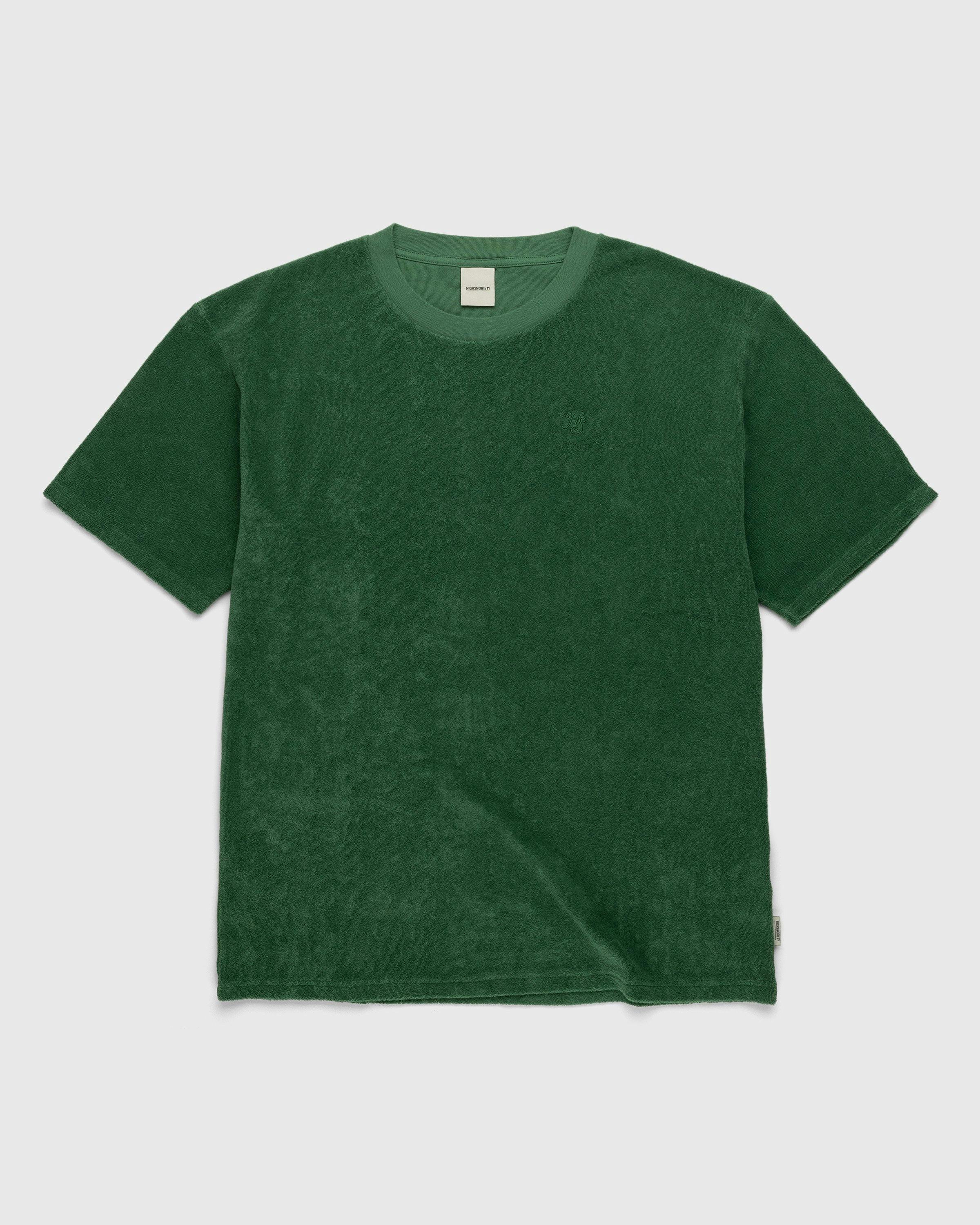 Highsnobiety - HS Logo Reverse Terry T-Shirt Green - Clothing - Green - Image 1