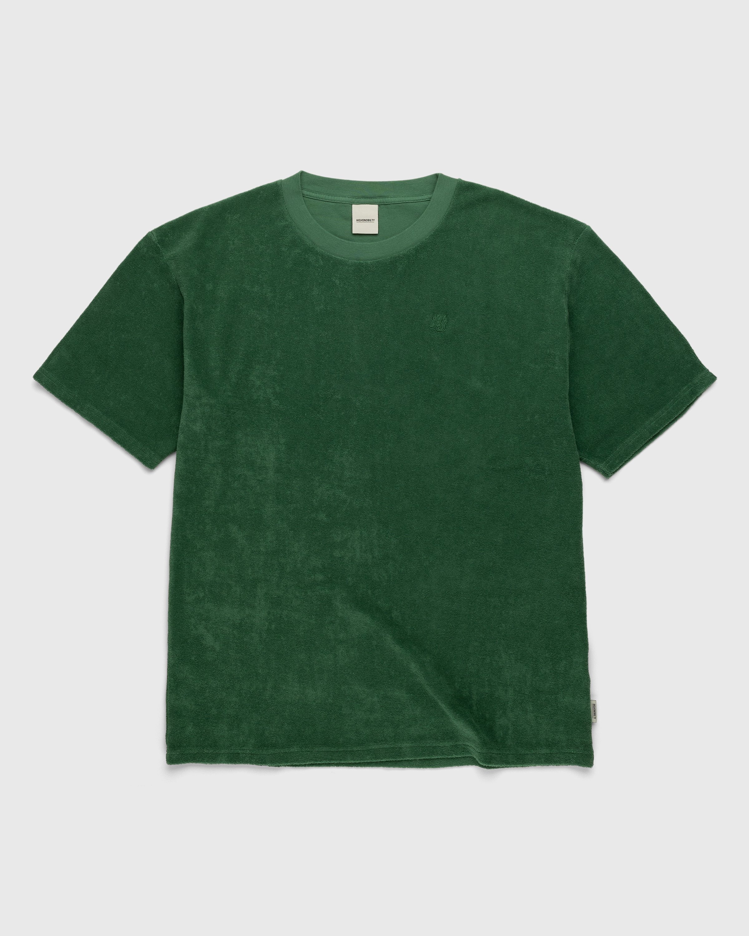 Highsnobiety - HS Logo Reverse Terry T-Shirt Green - Clothing - Green - Image 1