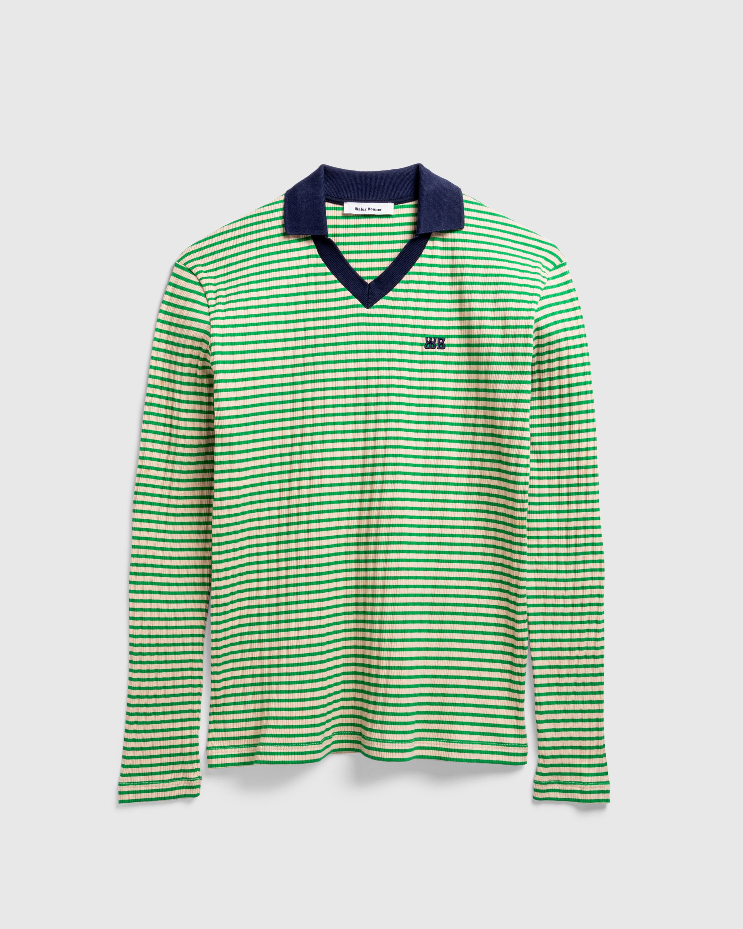 Wales Bonner - Polo Striped Green - Clothing - Green - Image 1