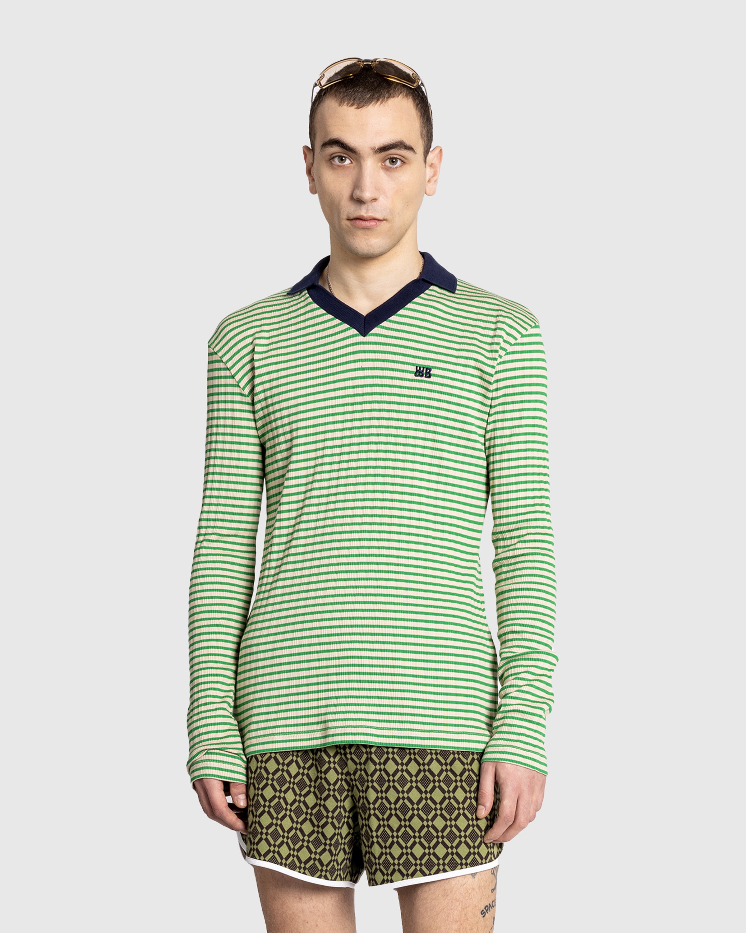 Wales Bonner - Polo Striped Green - Clothing - Green - Image 2