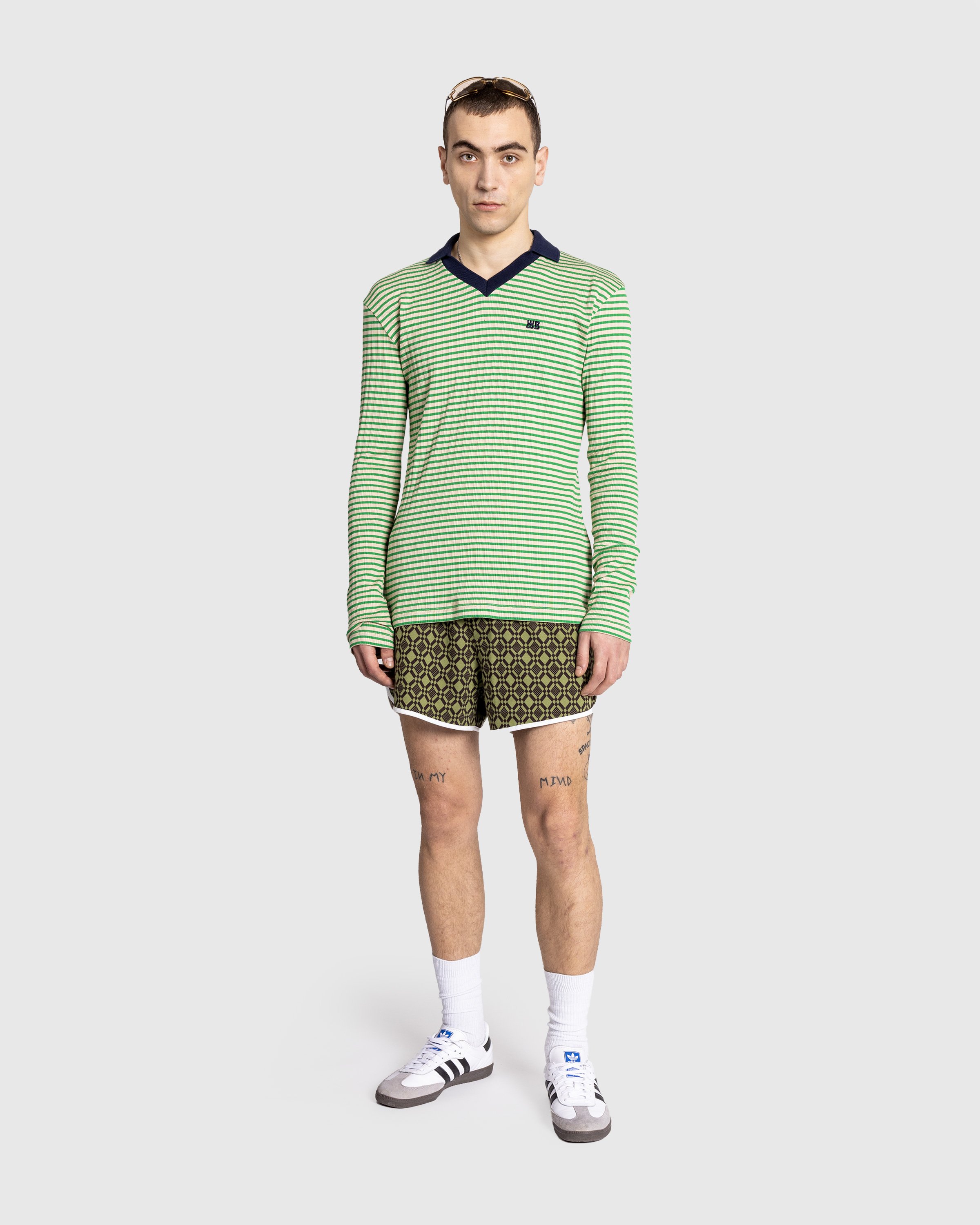 Wales Bonner - Polo Striped Green - Clothing - Green - Image 3