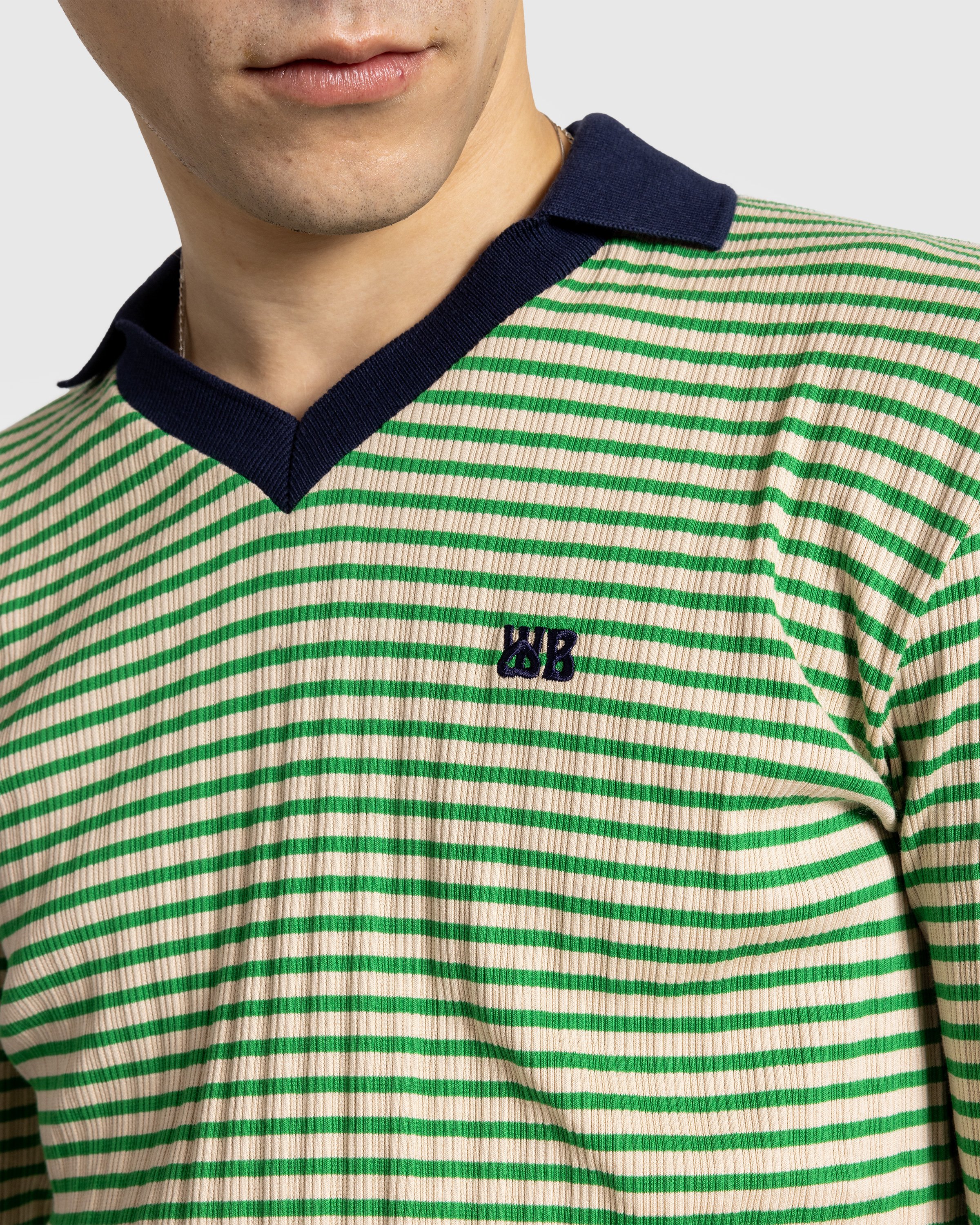 Wales Bonner - Polo Striped Green - Clothing - Green - Image 5