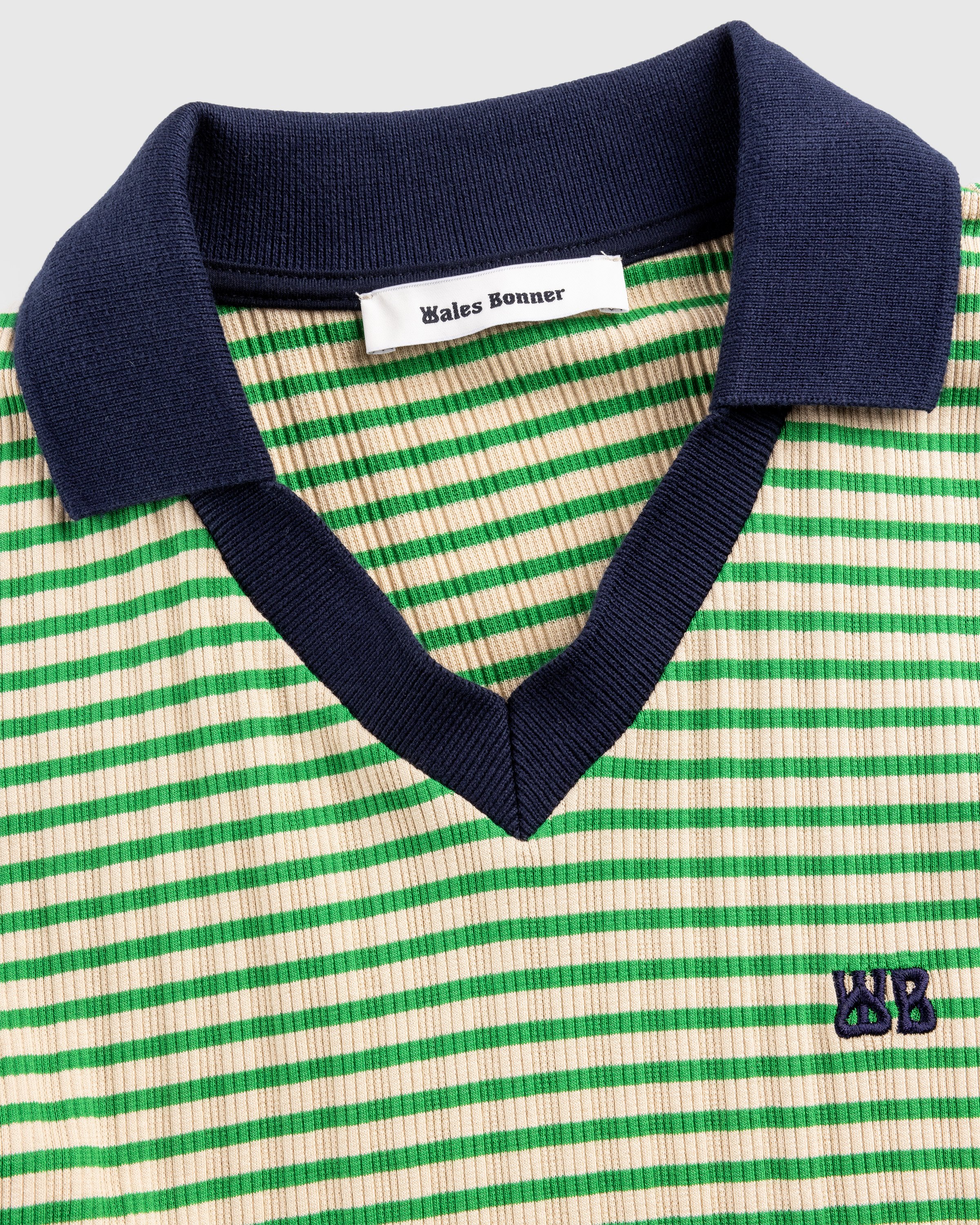 Wales Bonner - Polo Striped Green - Clothing - Green - Image 6