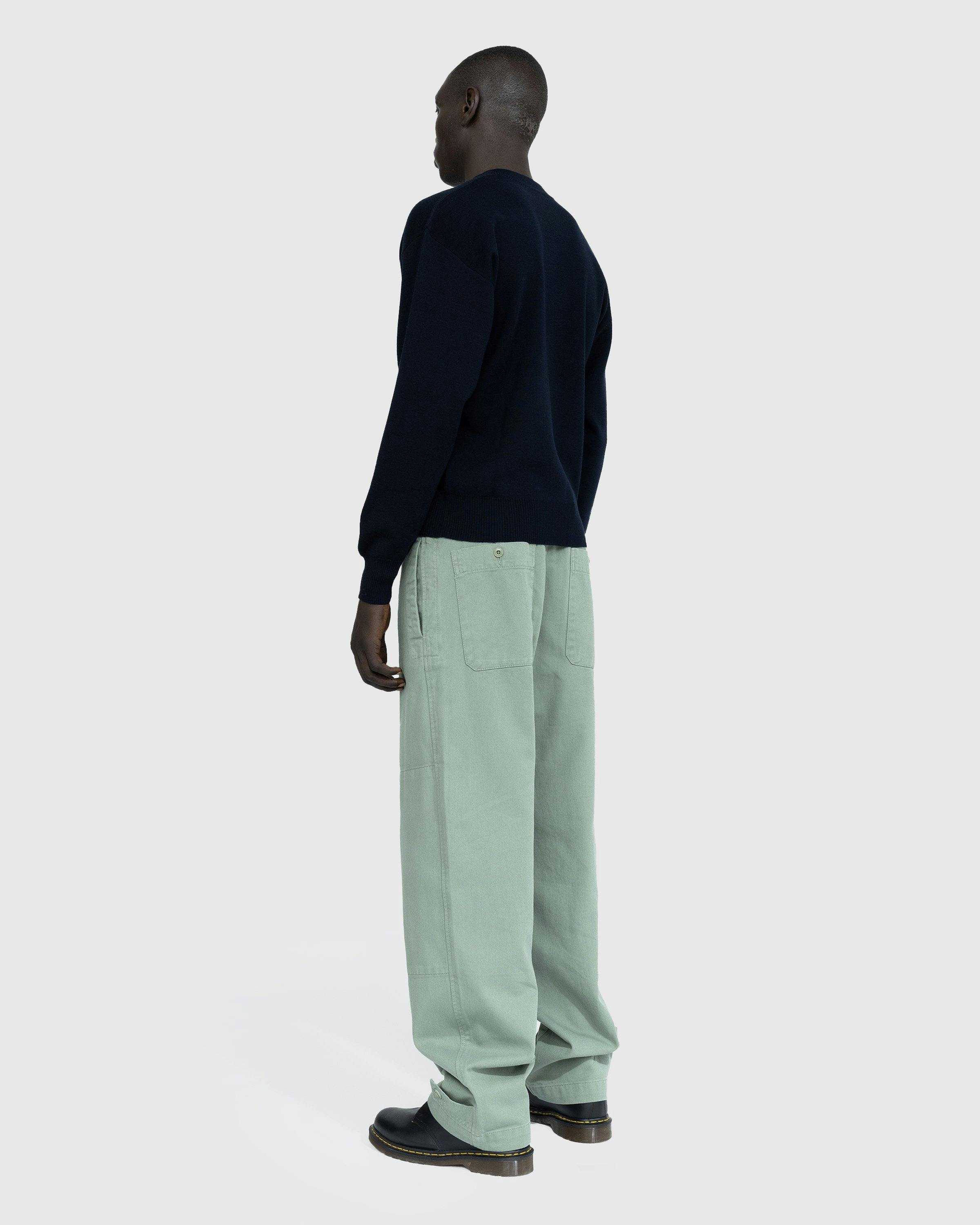 Christophe Lemaire 1990s blue wool v neck jumper with contrast sleeve - 1 XS