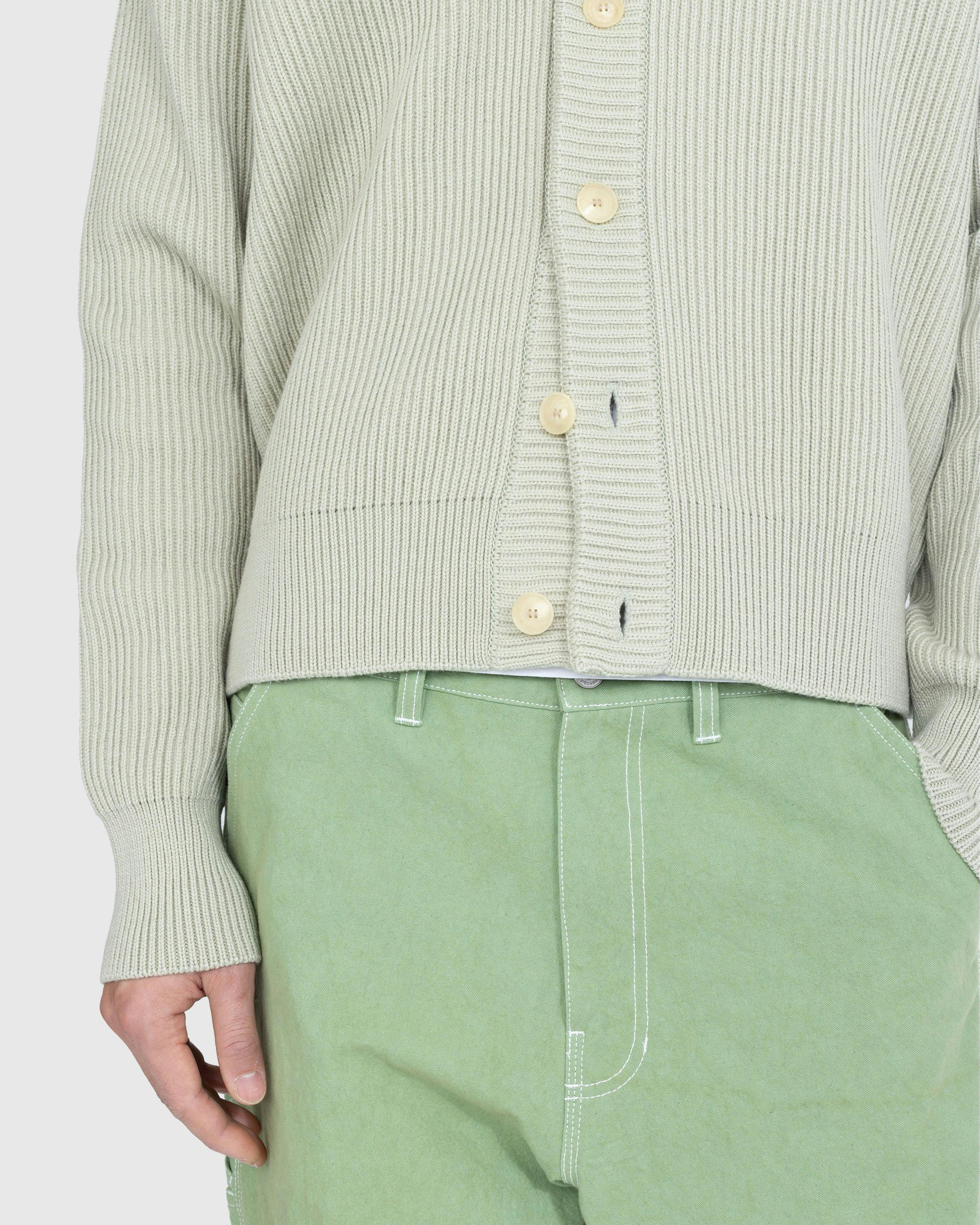 Auralee - French Merino Rib Knit Cardigan Light Khaki - Clothing - Green - Image 5