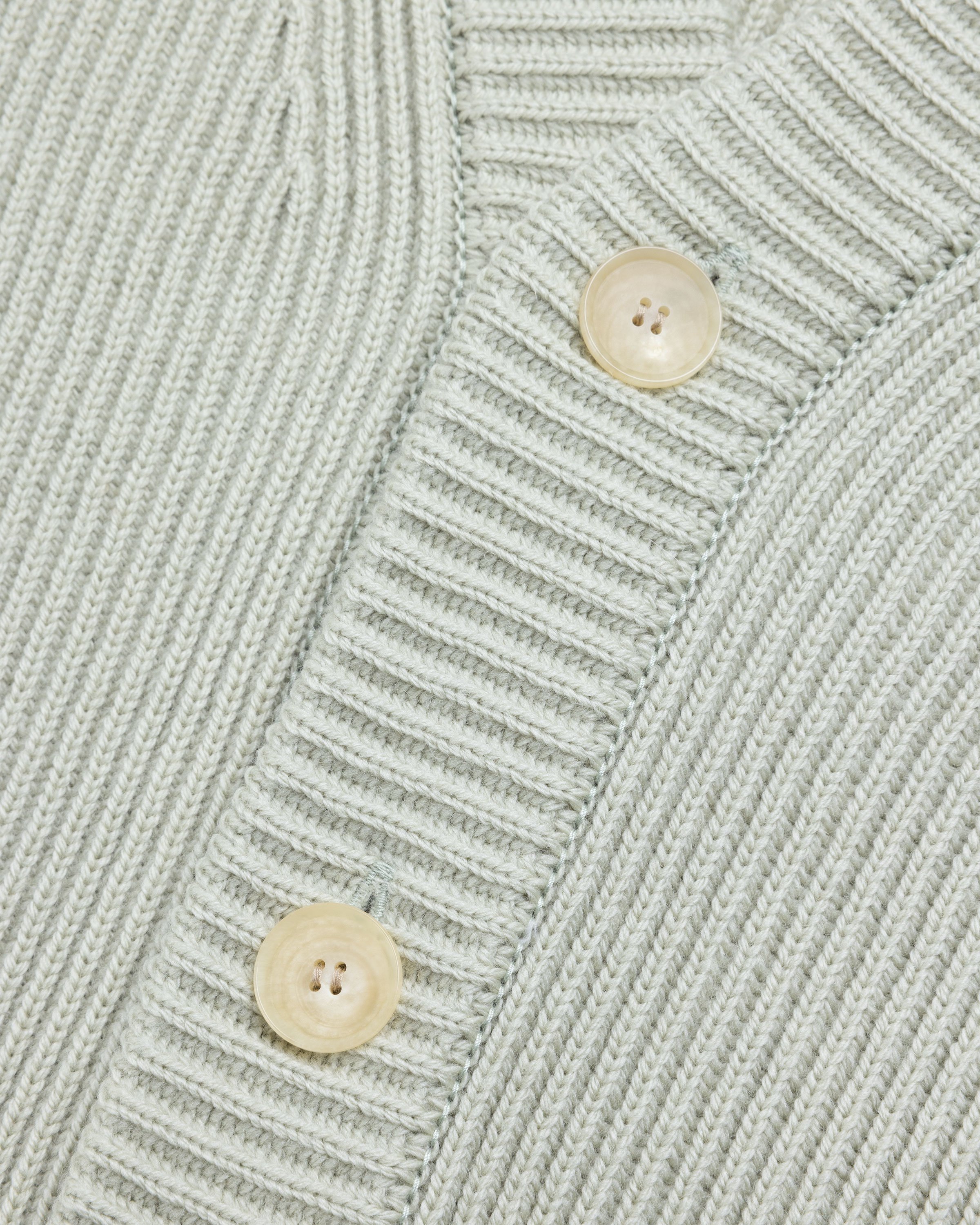 Auralee - French Merino Rib Knit Cardigan Light Khaki - Clothing - Green - Image 6