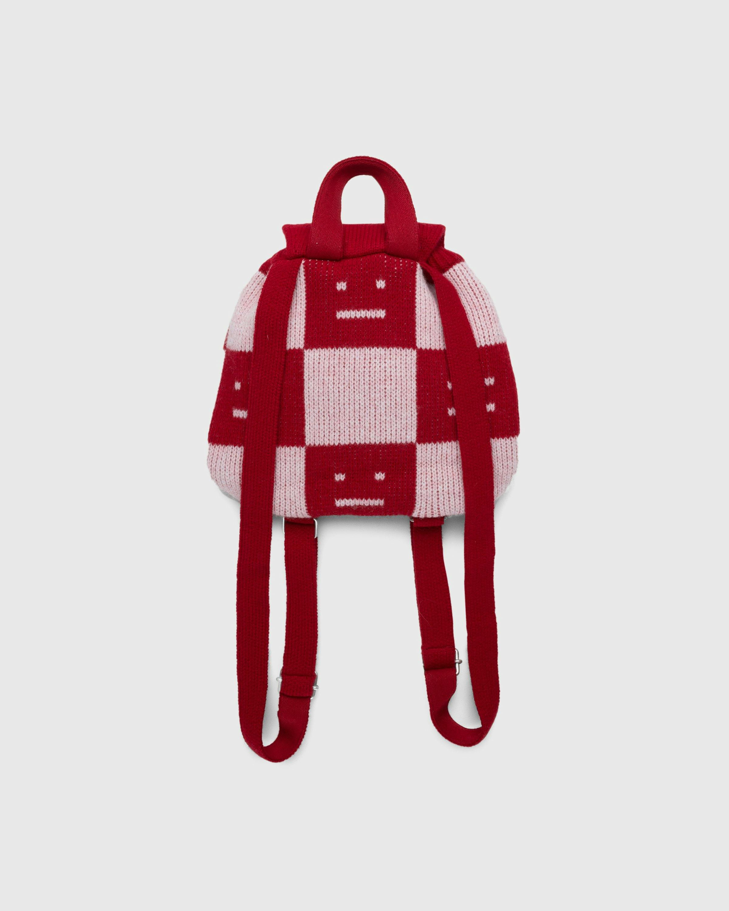 Acne Studios - Knit Face Backpack Deep Red/Faded Pink/Melange - Accessories - Red - Image 2