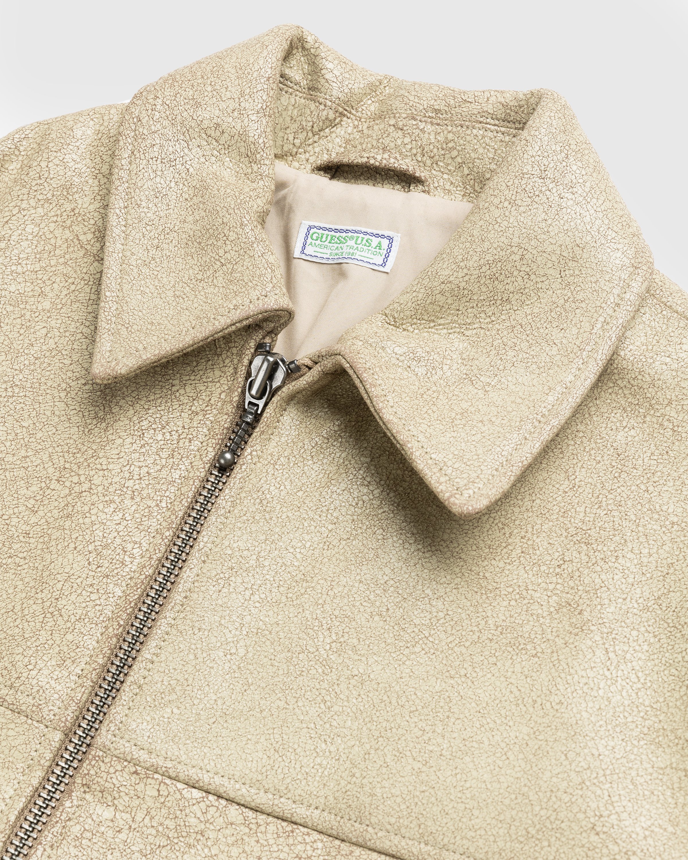 Guess USA - Crackle Leather Jacket Beige - Clothing - Beige - Image 6