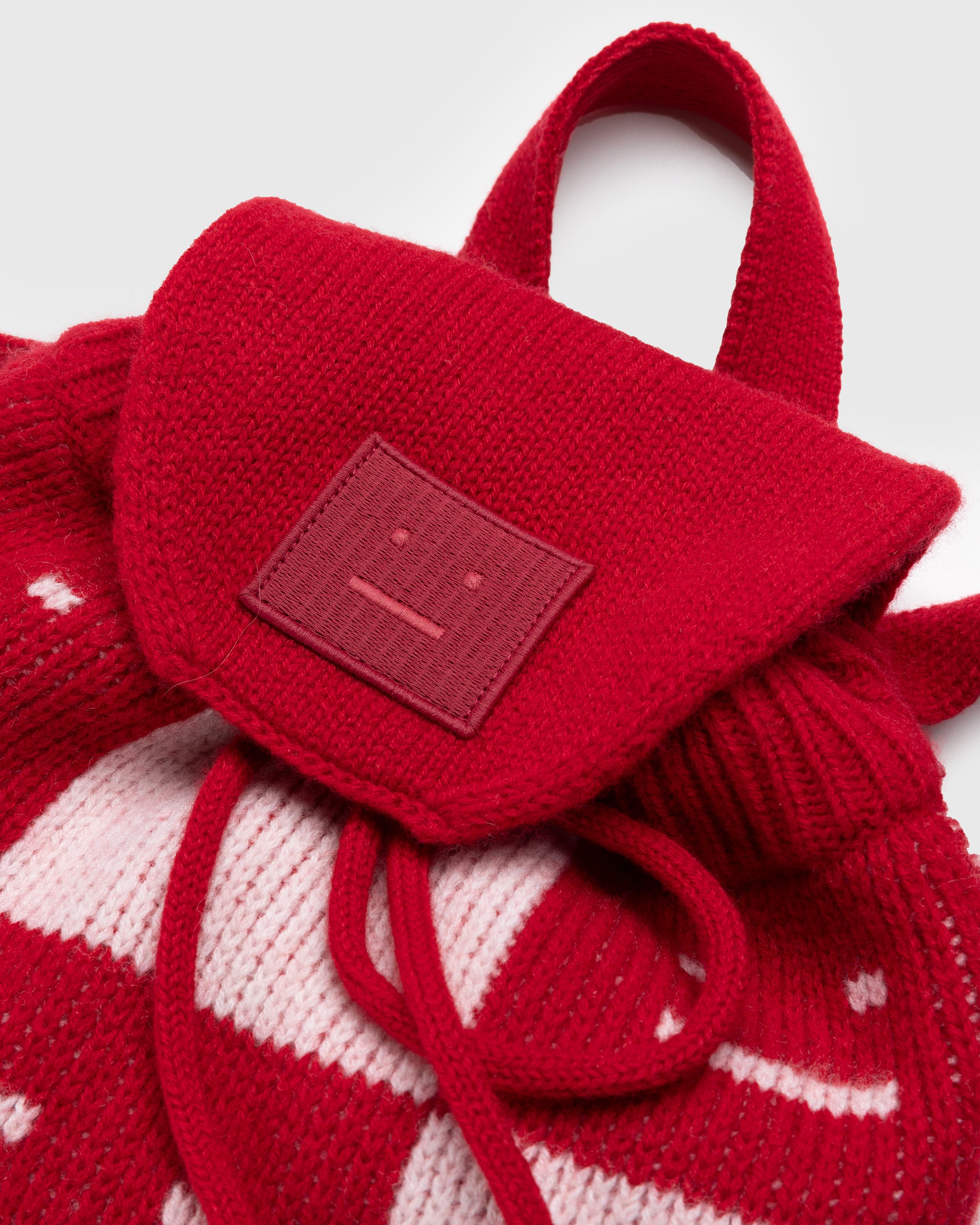 Acne Studios - Knit Face Backpack Deep Red/Faded Pink/Melange - Accessories - Red - Image 3