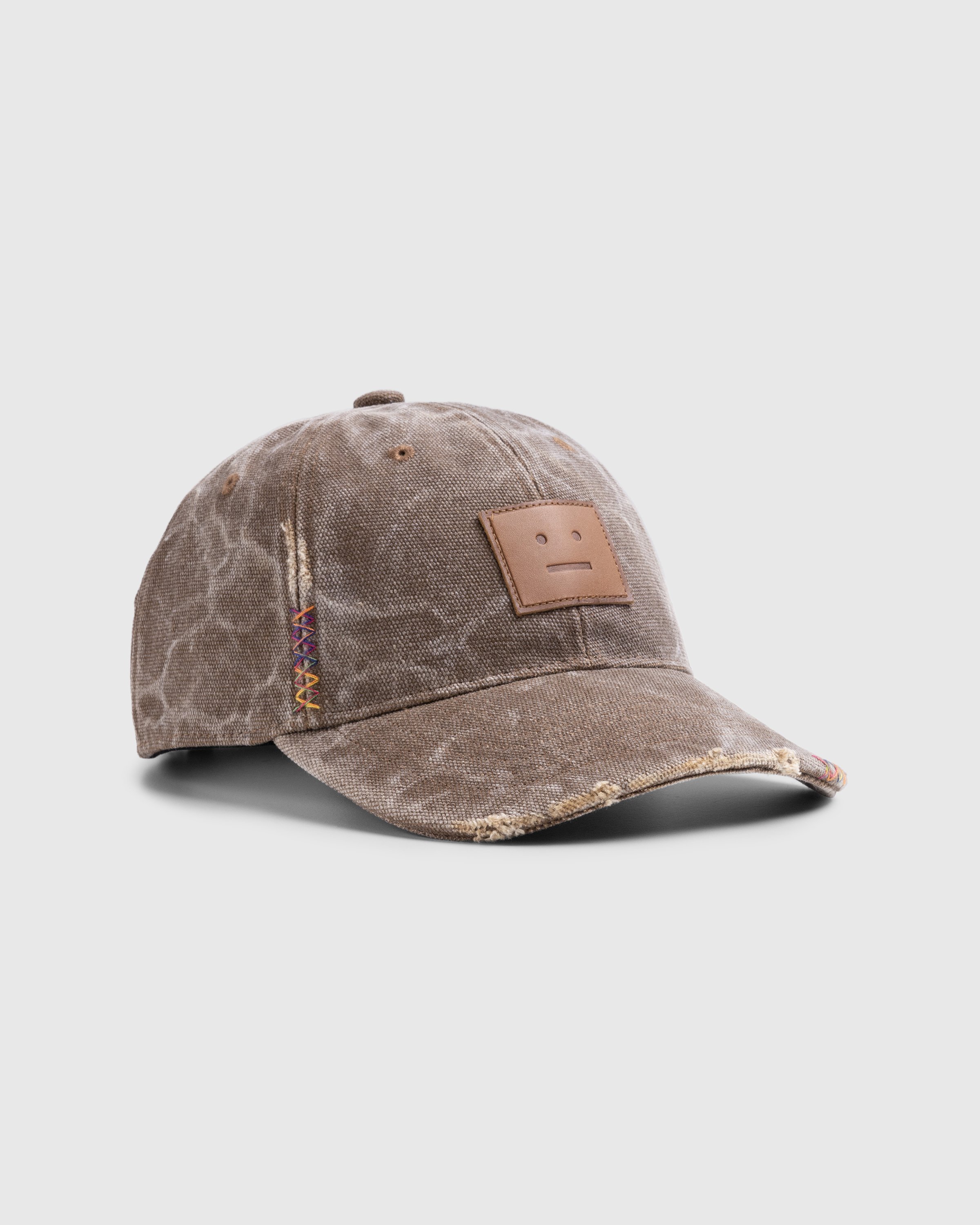 Acne Studios - Leather Face Patch Cap Toffee Brown - Accessories - Brown - Image 1
