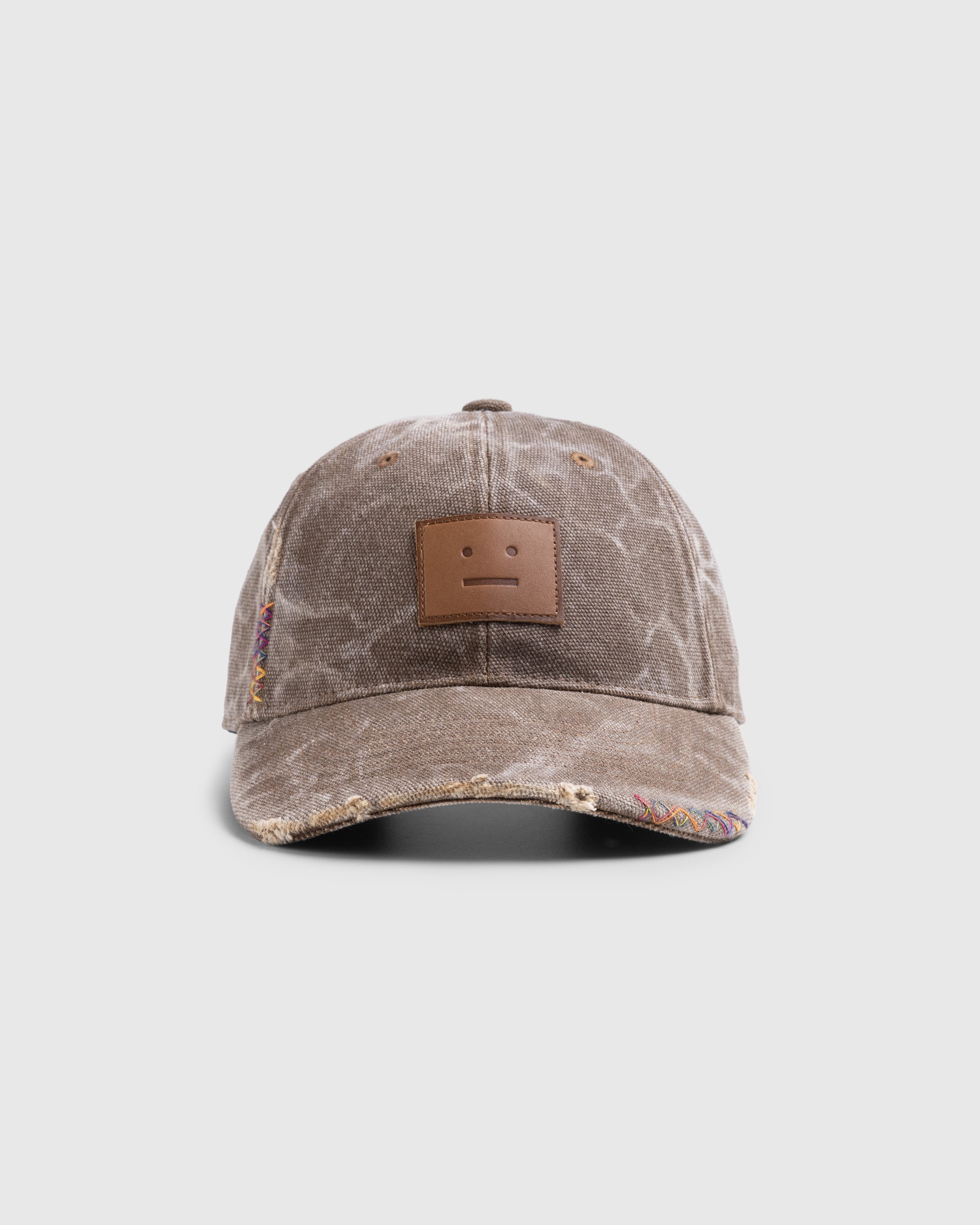 Acne Studios - Leather Face Patch Cap Toffee Brown - Accessories - Brown - Image 2