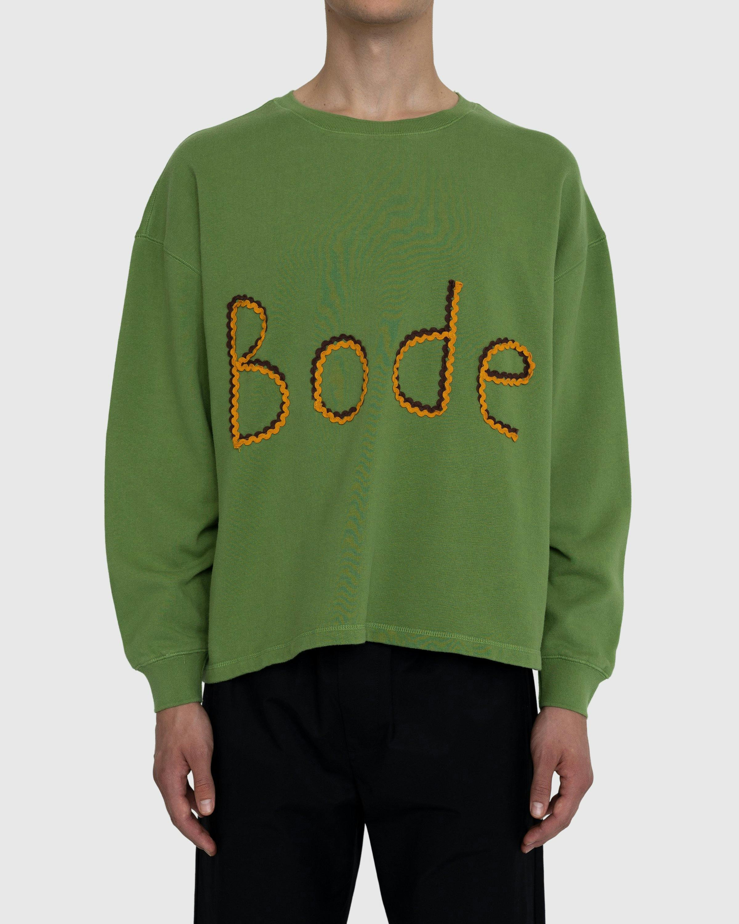 Bode Rickrack Logo Crewneck Green Highsnobiety Shop
