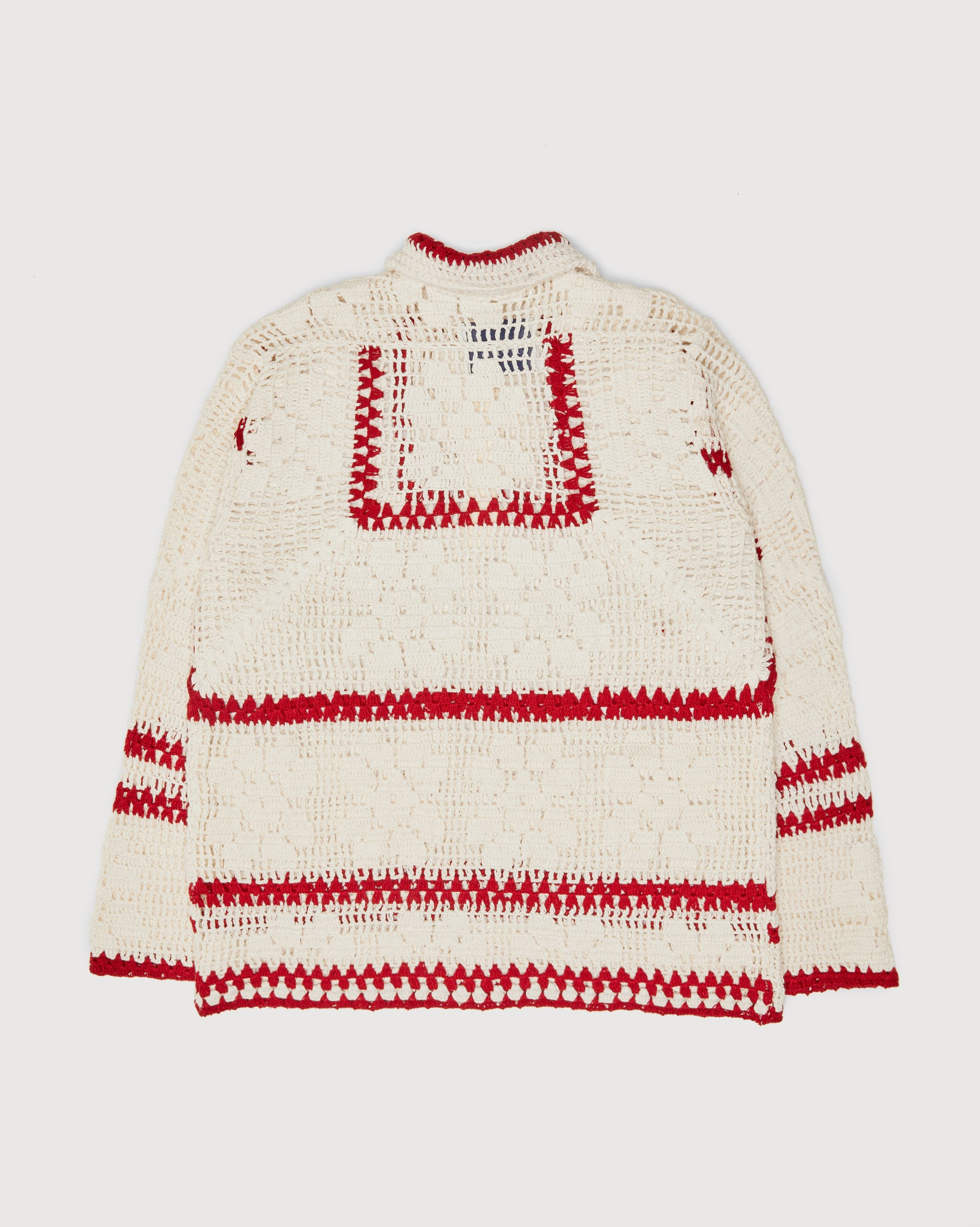 Bode - Mockneck Crochet Pullover White Red - Clothing - Beige - Image 2