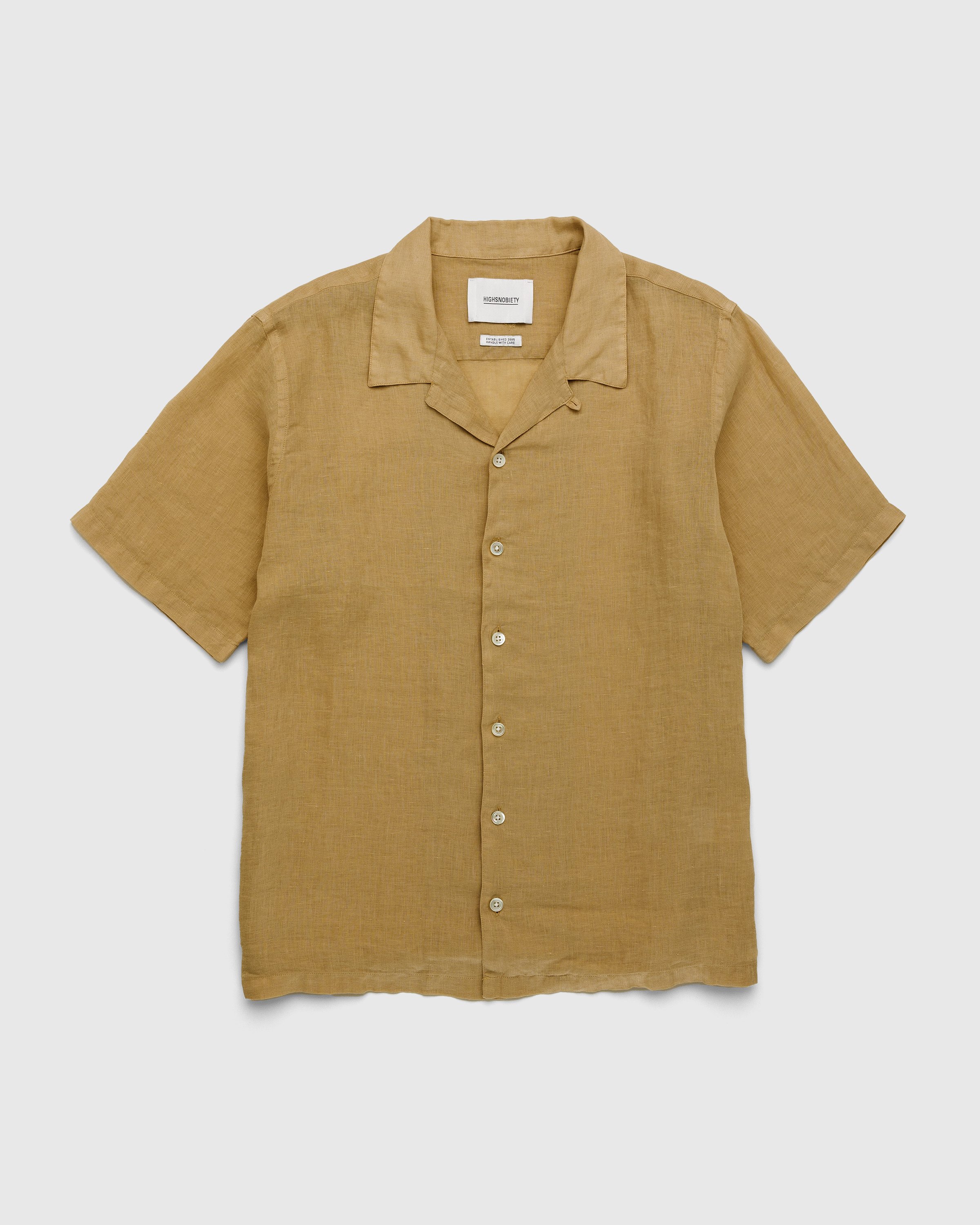 Highsnobiety - Linen Short-Sleeve Shirt Brown - Clothing - Brown - Image 1
