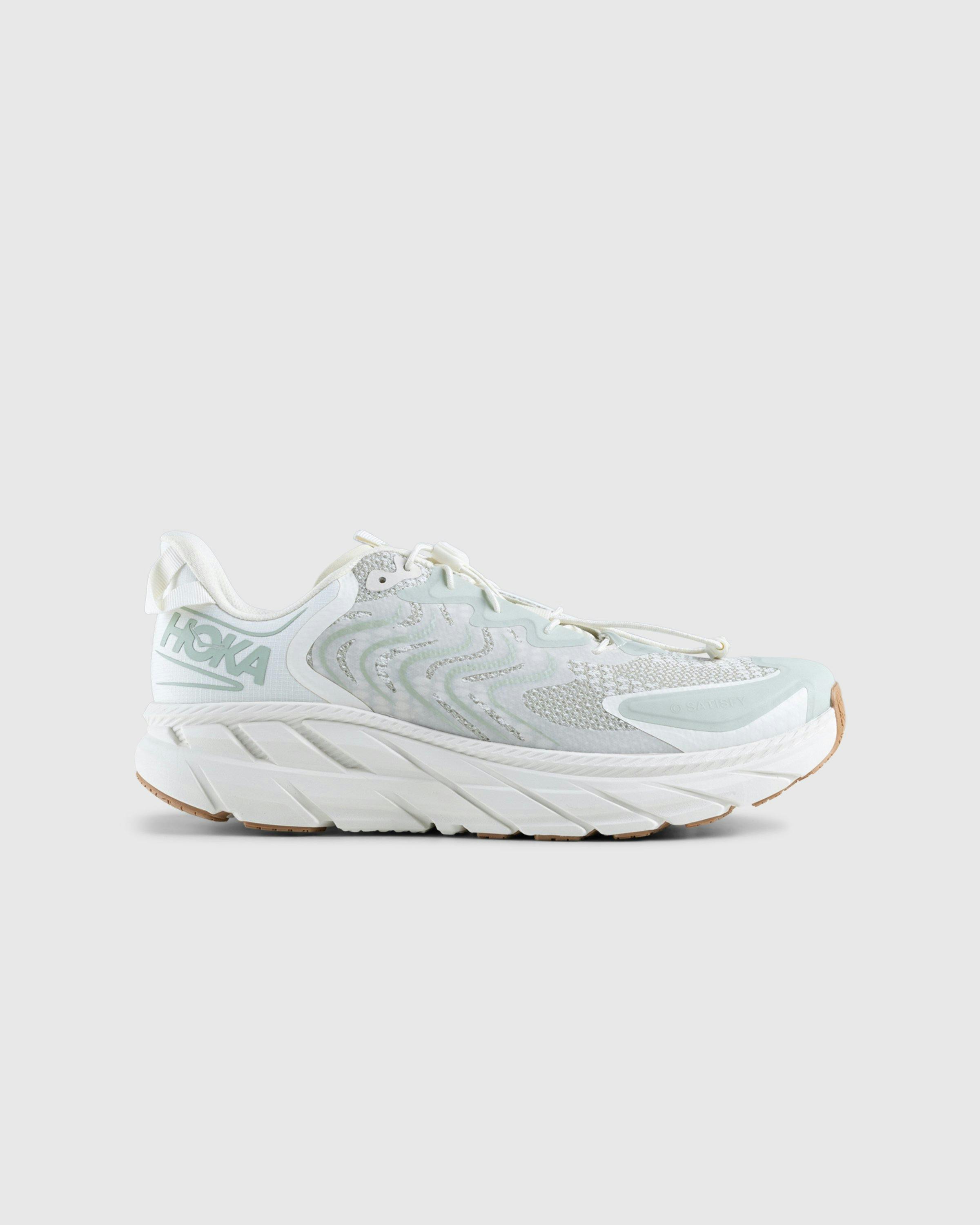 Satisfy x HOKA - U Clifton LS Celadon Tint - Footwear - White - Image 1