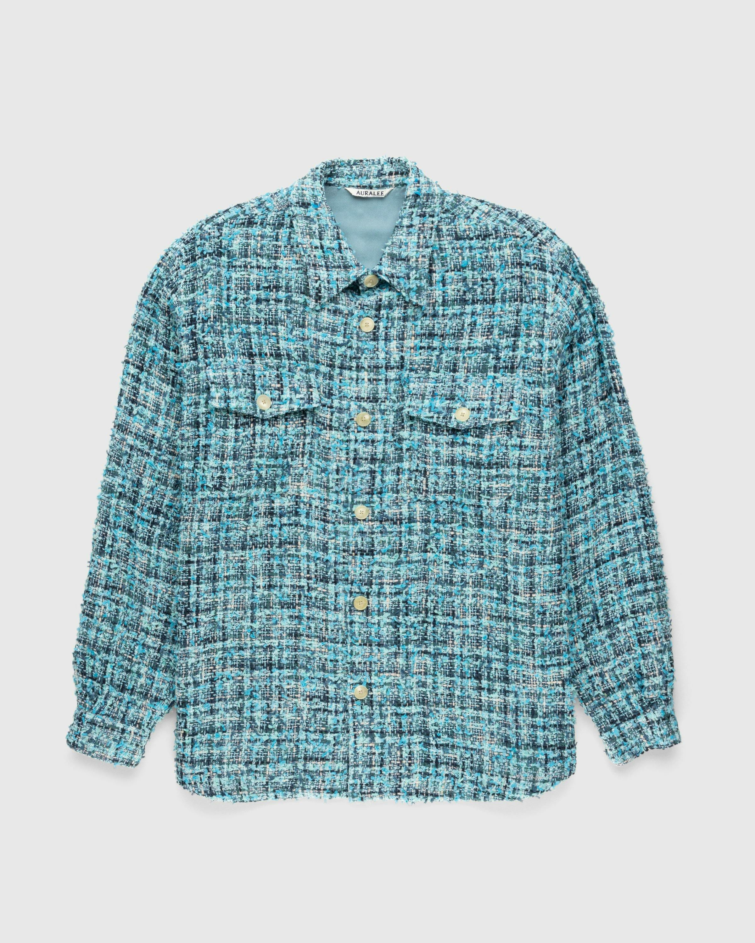 Auralee - Homespun Summer Tweed Shirts Blouson Light Blue/Navy - Clothing - Blue - Image 1