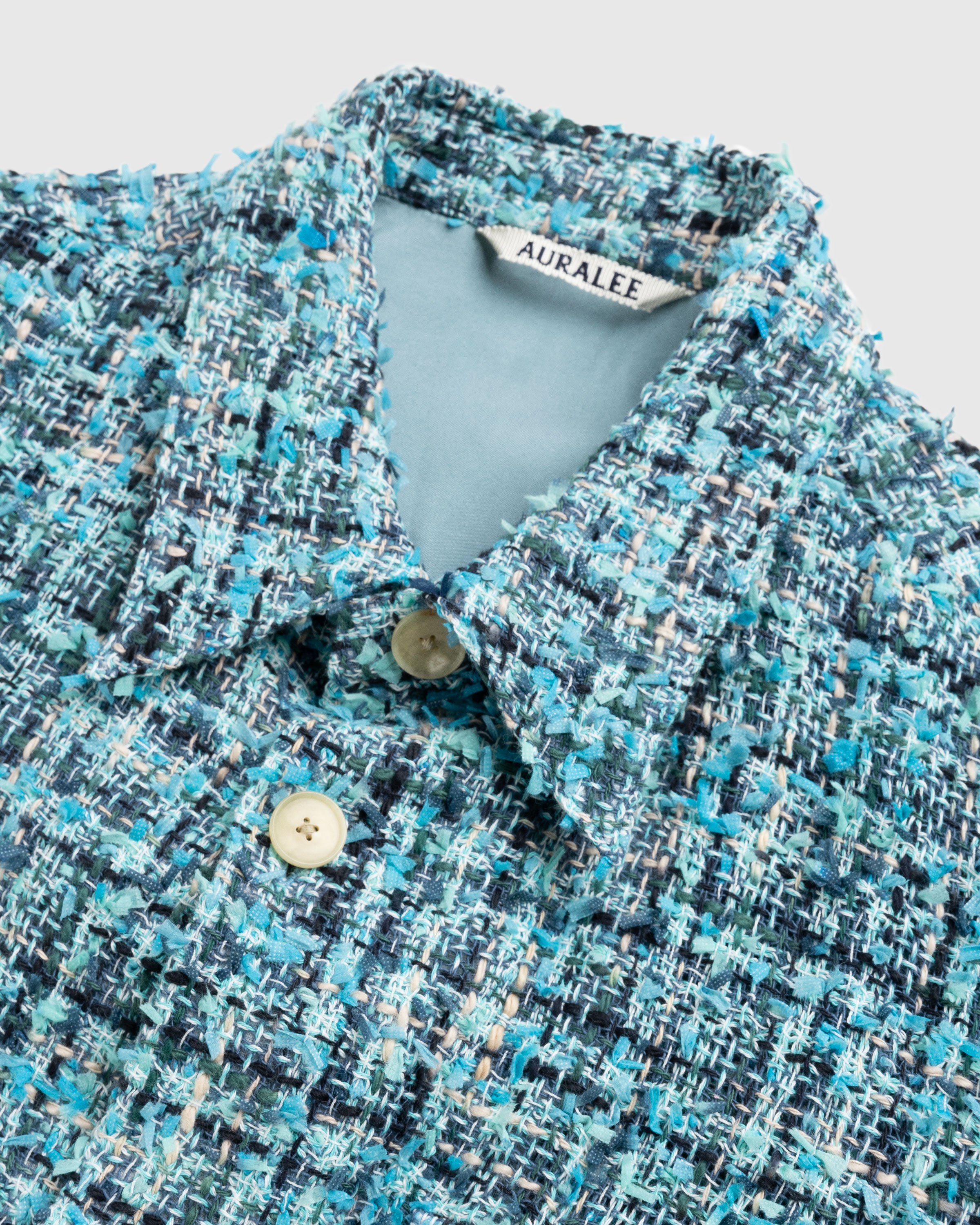 Auralee - Homespun Summer Tweed Shirts Blouson Light Blue/Navy - Clothing - Blue - Image 5