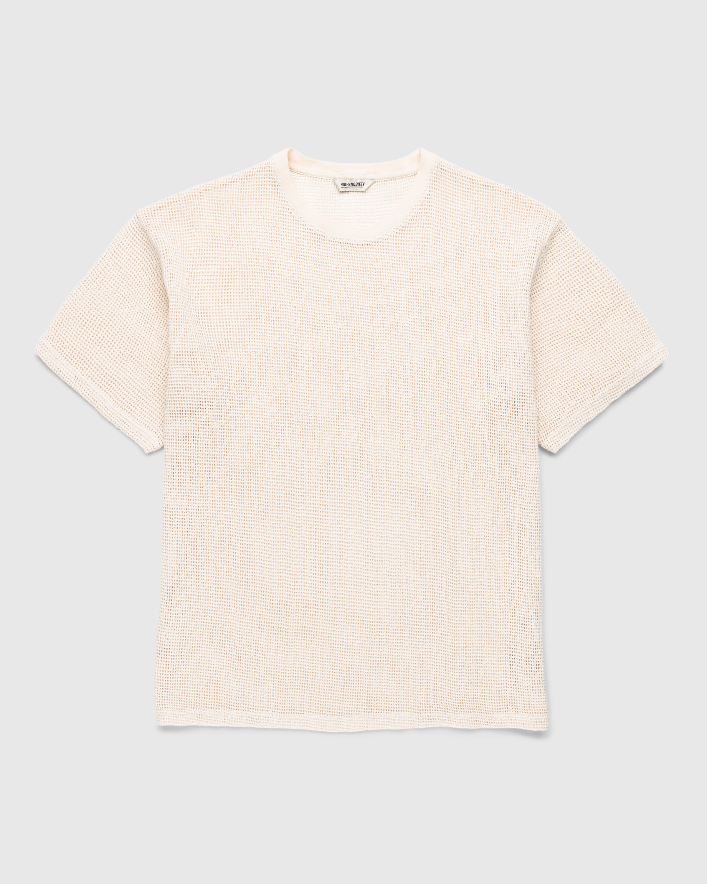 Highsnobiety - Cotton Mesh Knit T-Shirt Beige - Clothing - Beige - Image 1