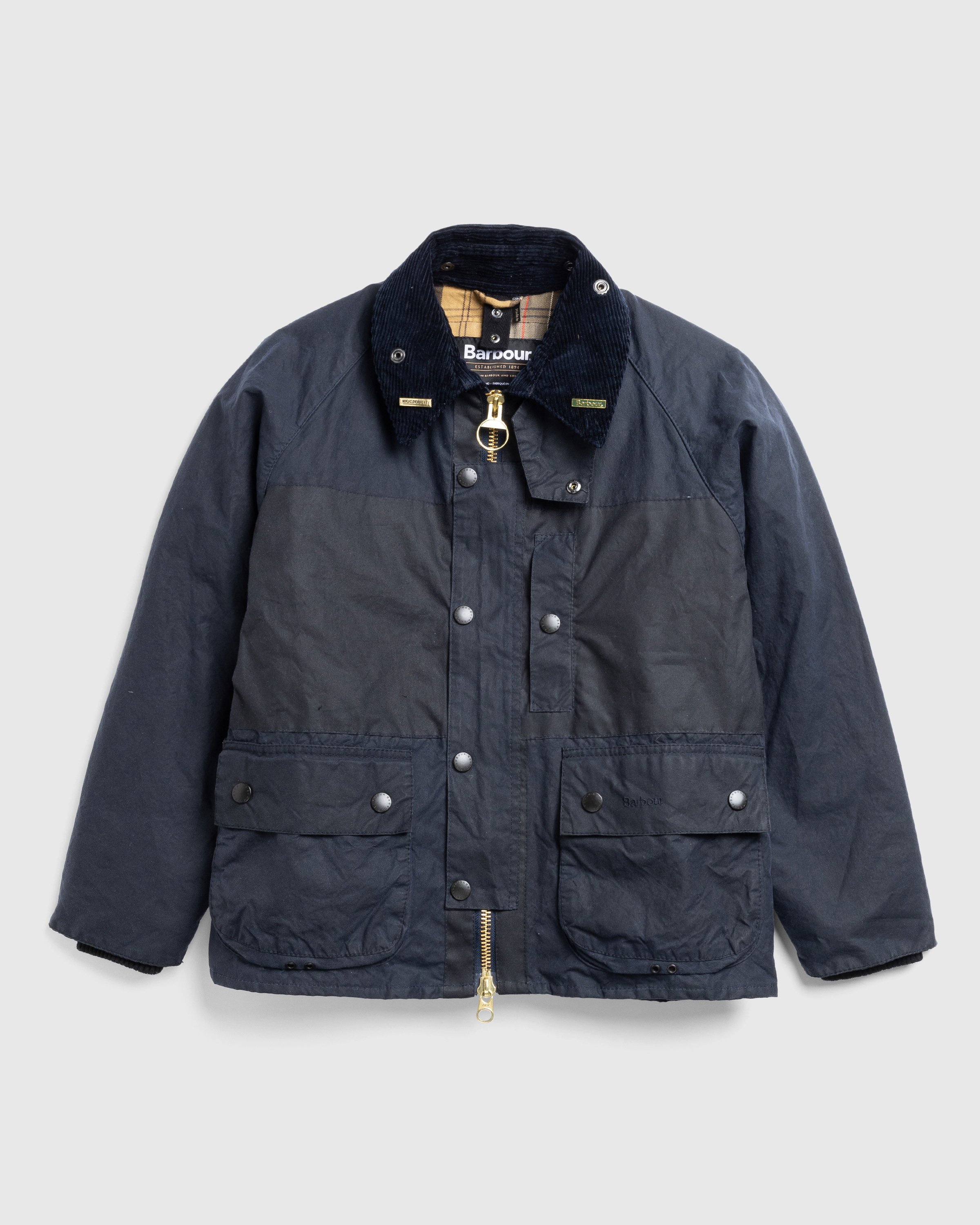 Barbour x Highsnobiety - Re-Loved Cropped Bedale Jacket 1 - 38 - Navy - Clothing - Olive - Image 1
