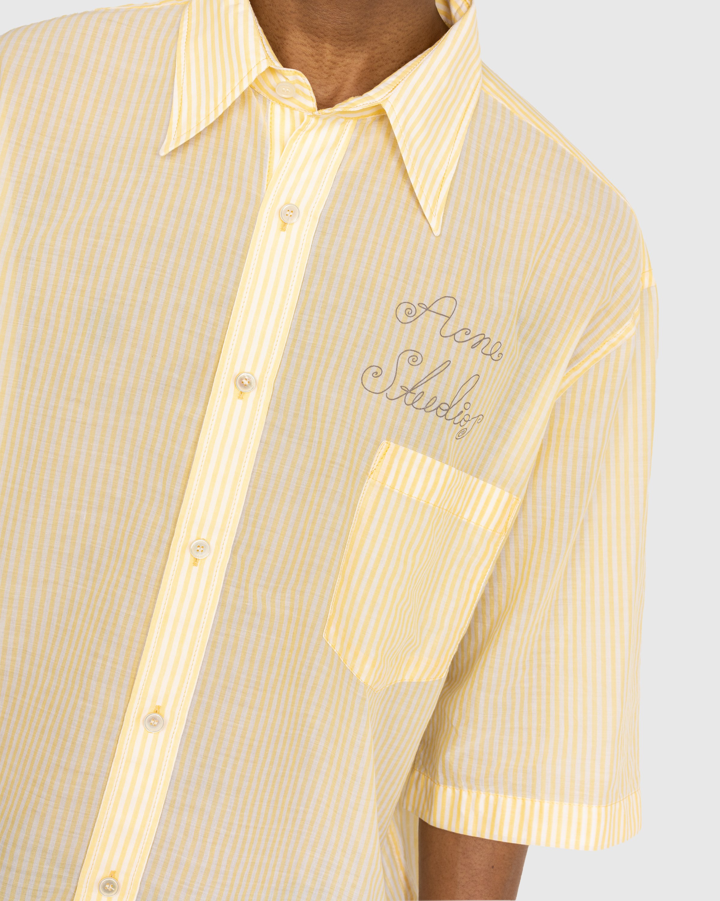 Acne Studios - Short Sleeve Button-Up Shirt Yellow - Clothing - Yellow - Image 4