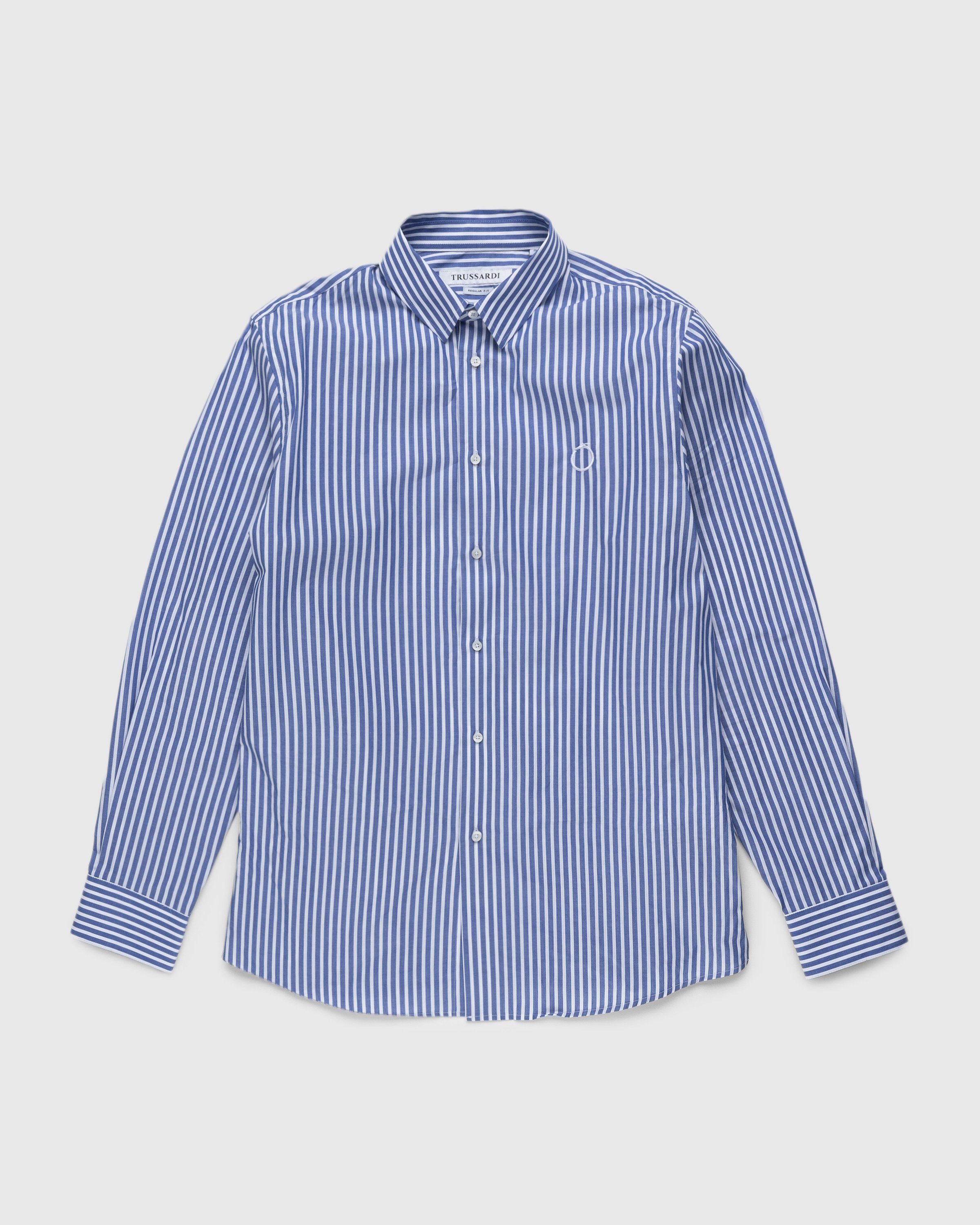Trussardi - Shirt Cotton White Azure Stripes - Clothing - White - Image 1