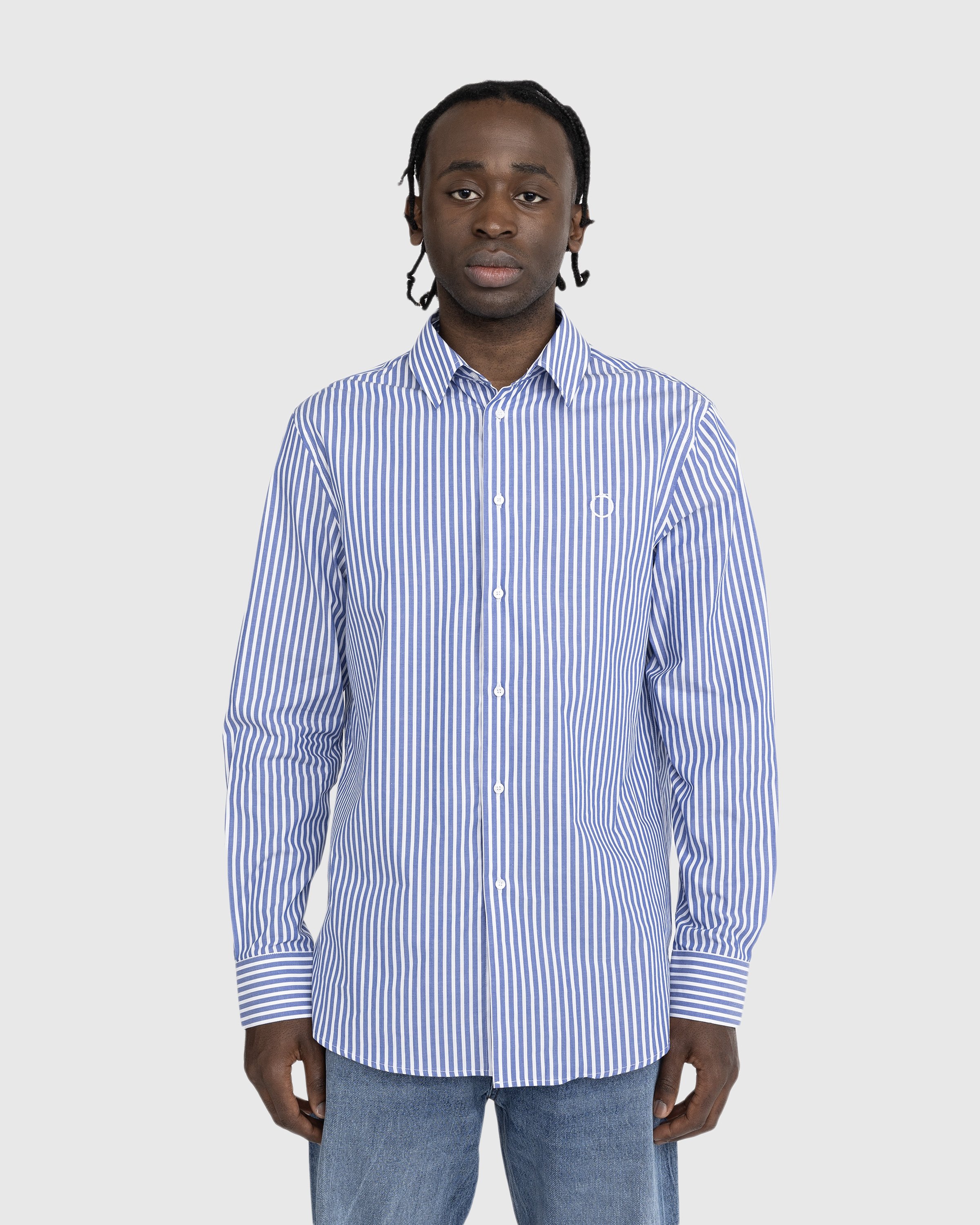 Trussardi - Shirt Cotton White Azure Stripes - Clothing - White - Image 2