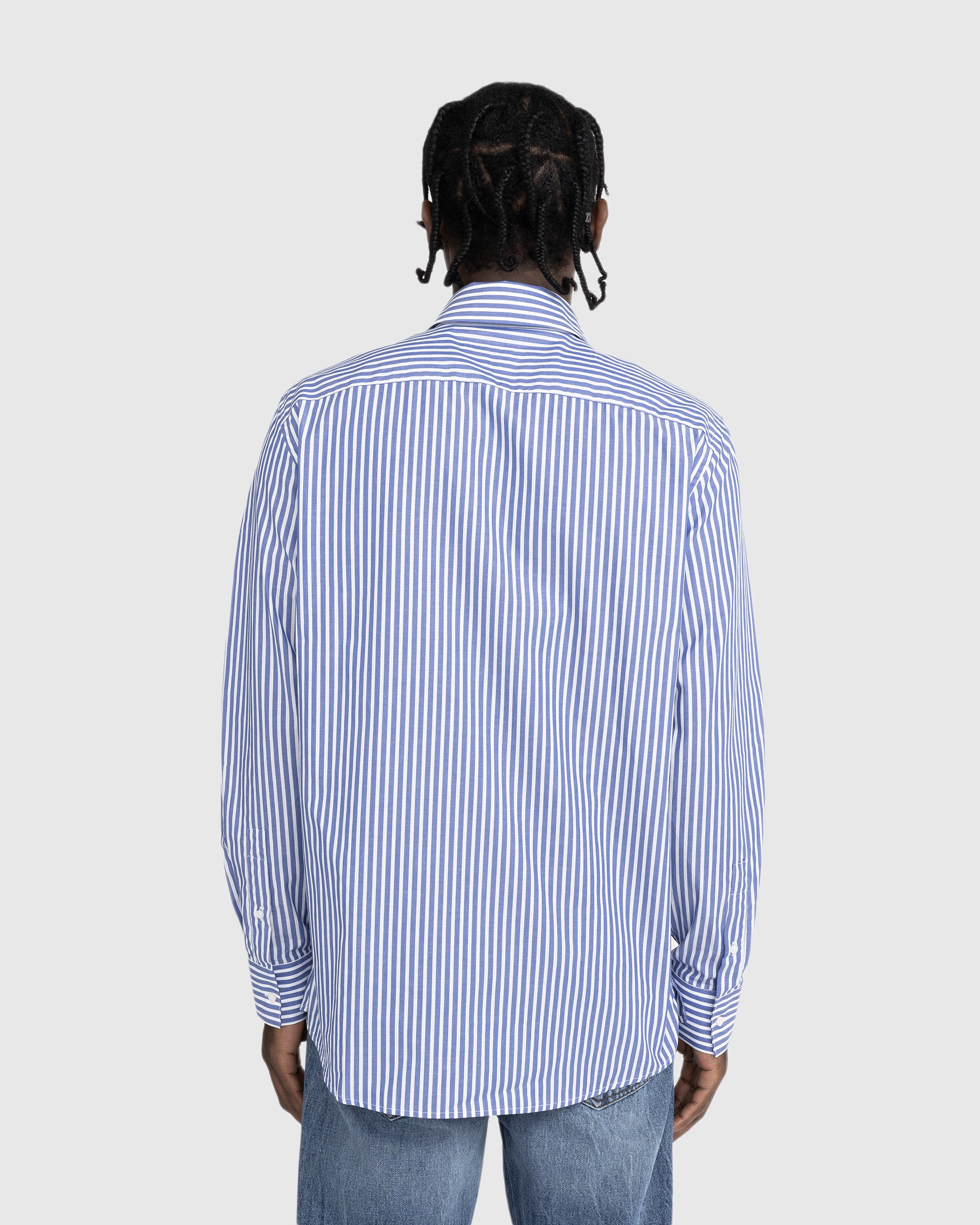 Trussardi - Shirt Cotton White Azure Stripes - Clothing - White - Image 3