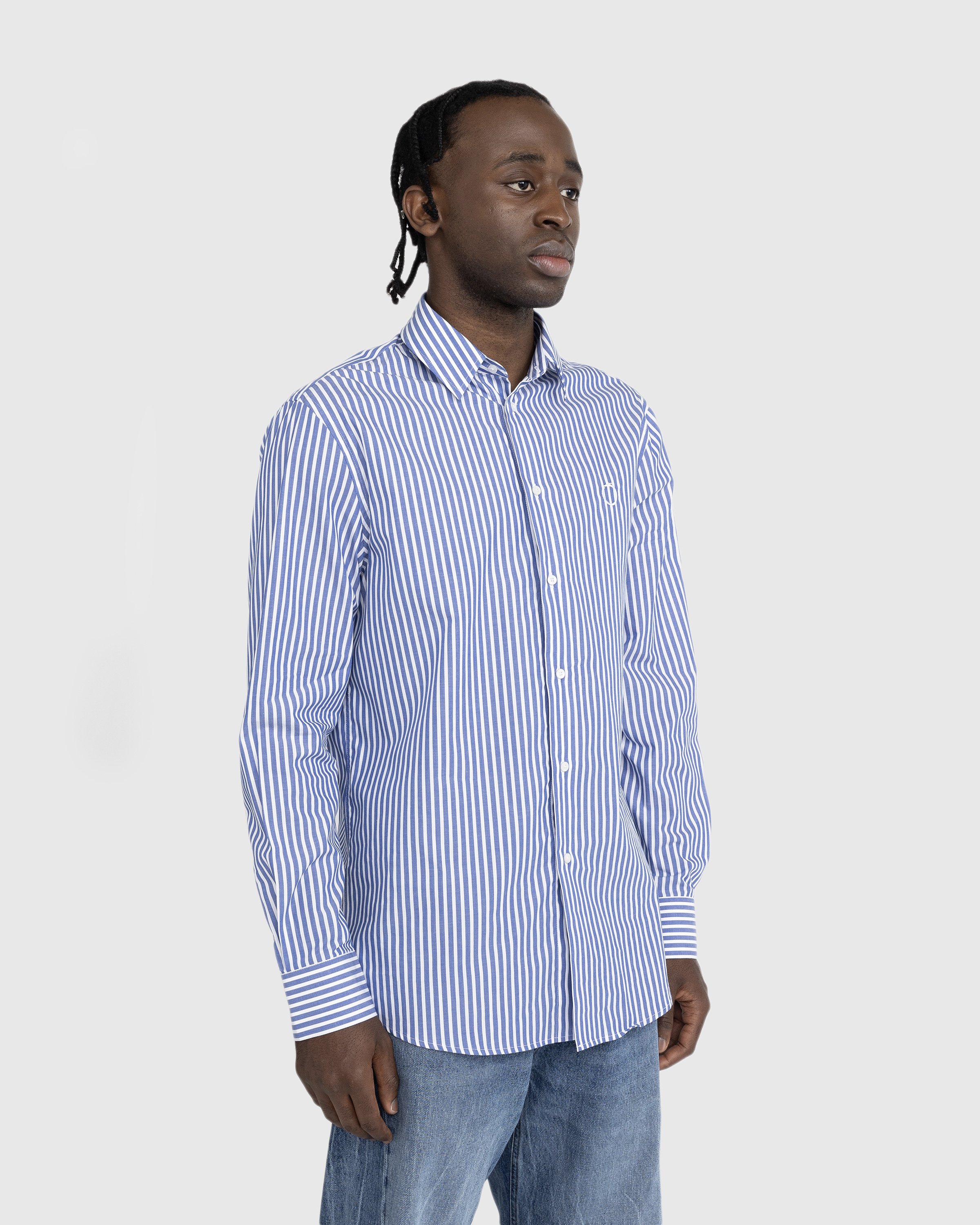 Trussardi - Shirt Cotton White Azure Stripes - Clothing - White - Image 4