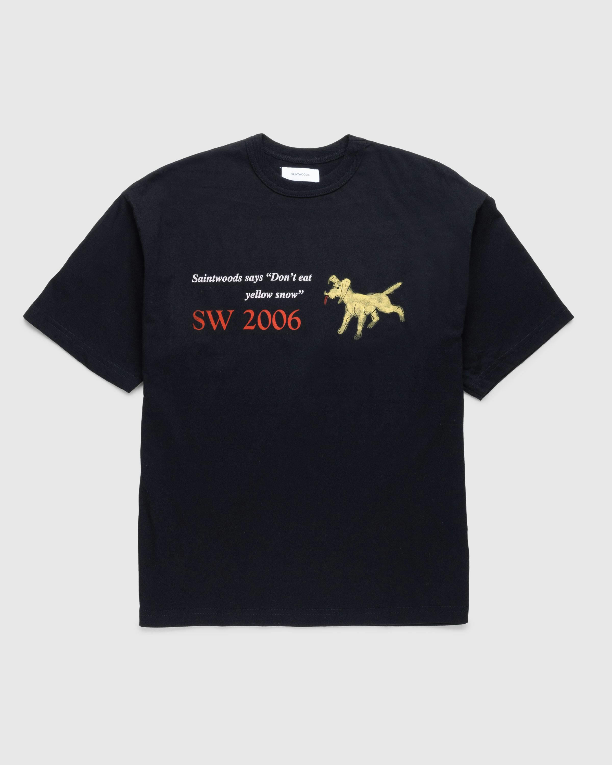 Saintwoods - Yellow Snow Tee Black - Clothing - Black - Image 1