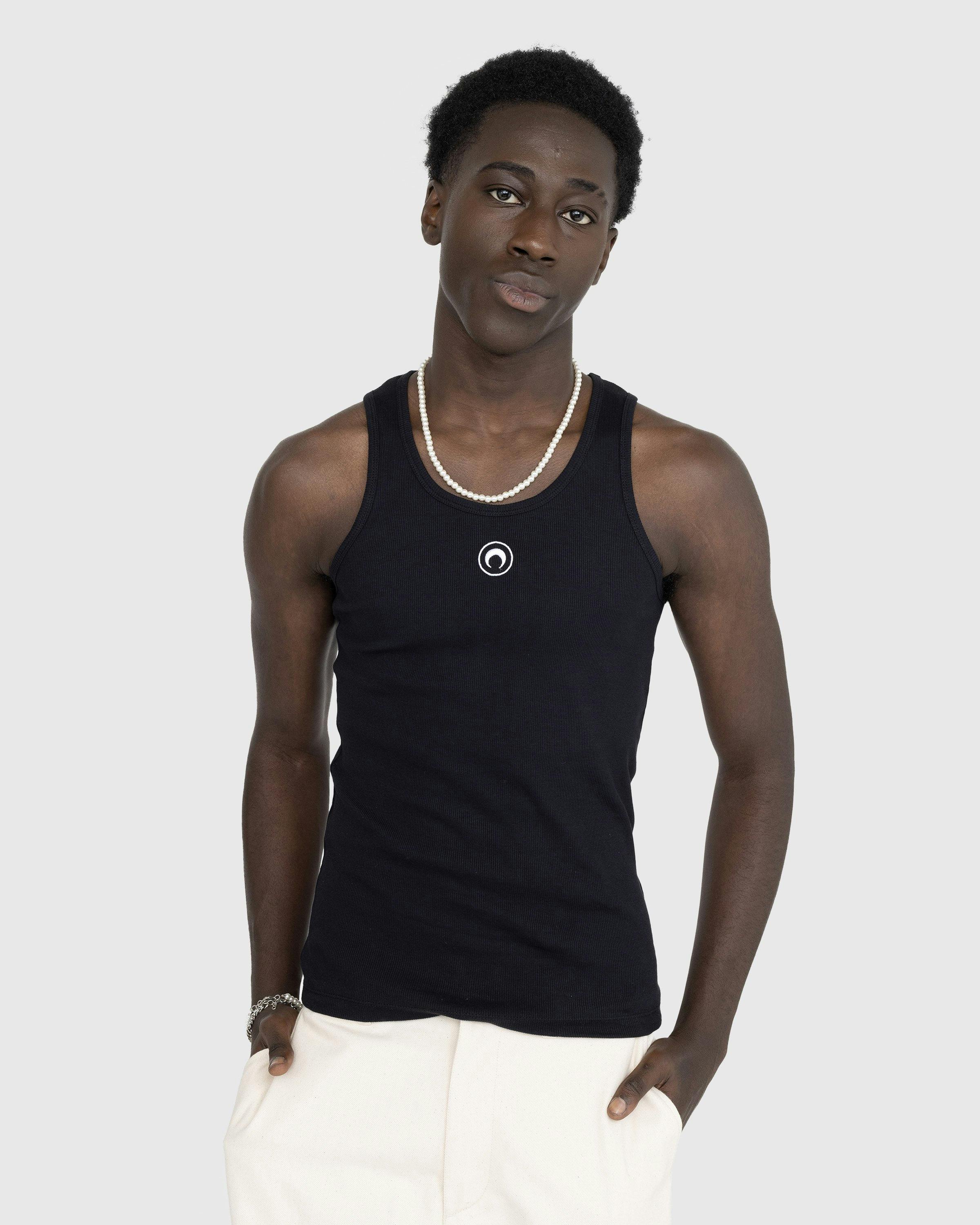 Marine Serre - Organic Cotton Rib Tank Top Black - Clothing - Black - Image 2