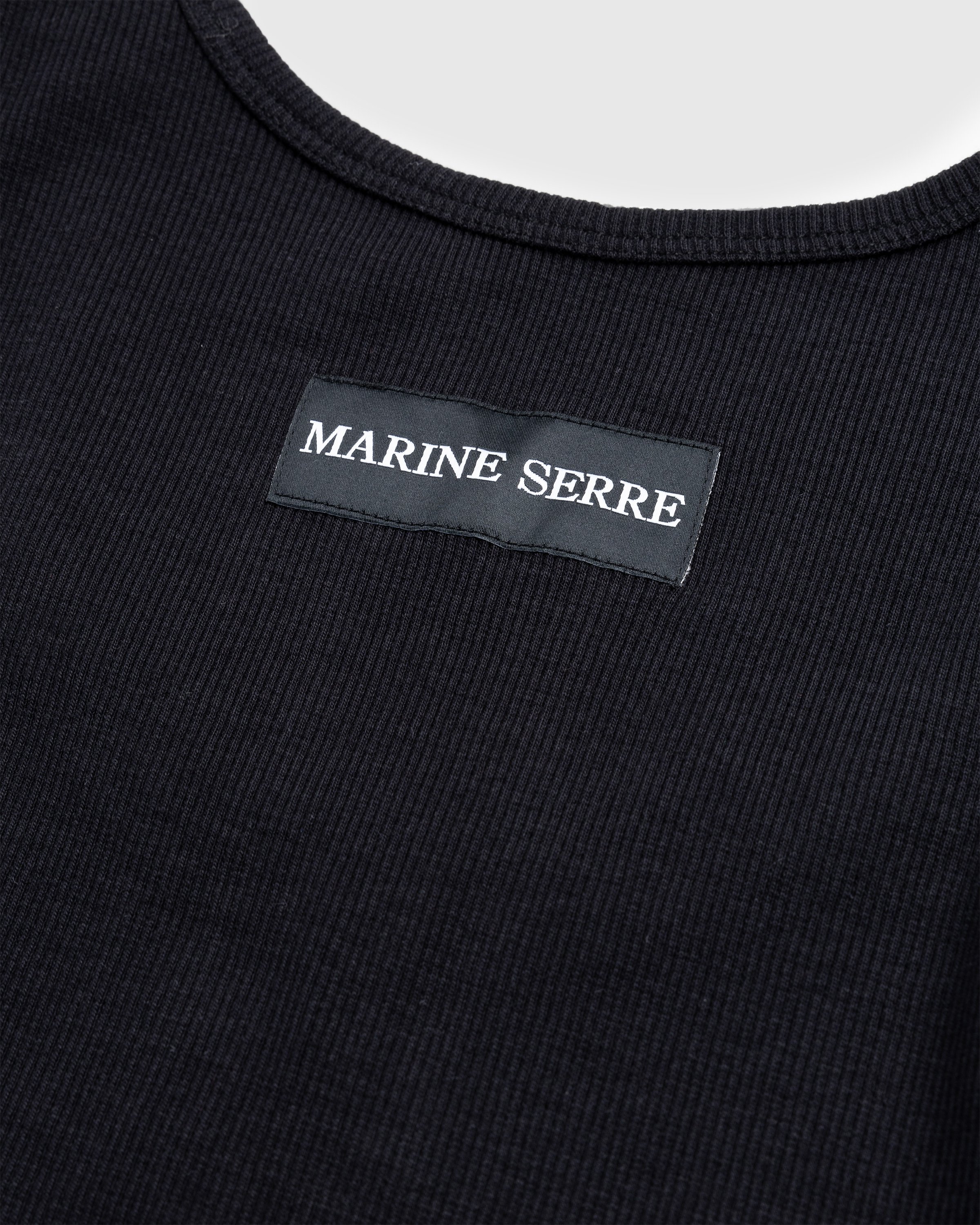 Marine Serre - Organic Cotton Rib Tank Top Black - Clothing - Black - Image 5