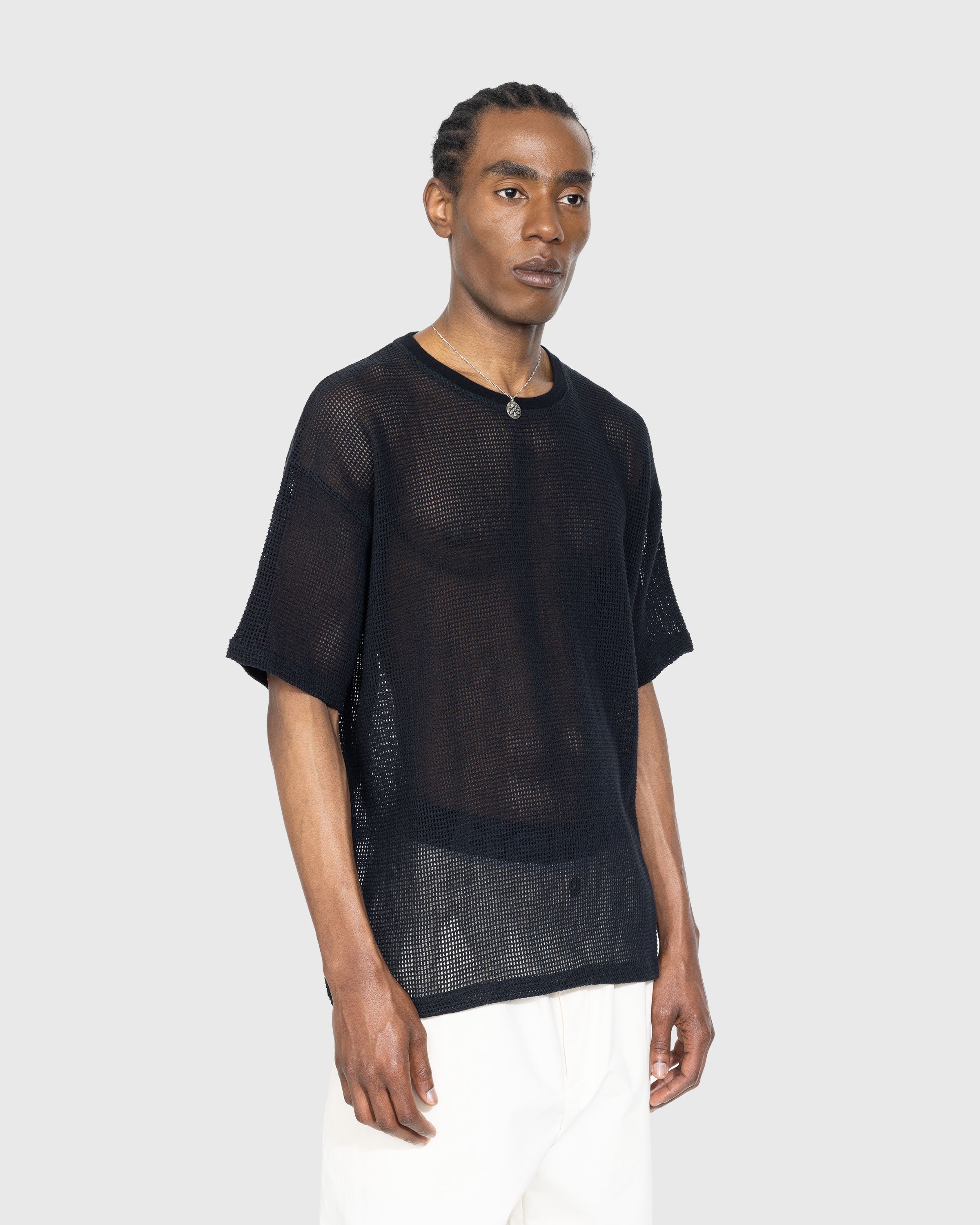 Highsnobiety - Cotton Mesh Knit T-Shirt Black - Clothing - Black - Image 3